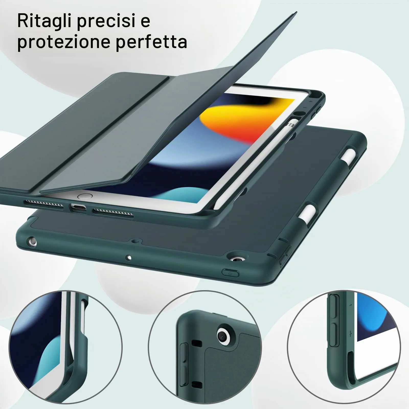 JETech Custodia per iPad 9ª/8ª/7ª Gen 10,2", Verde Nebbioso - immagine 8