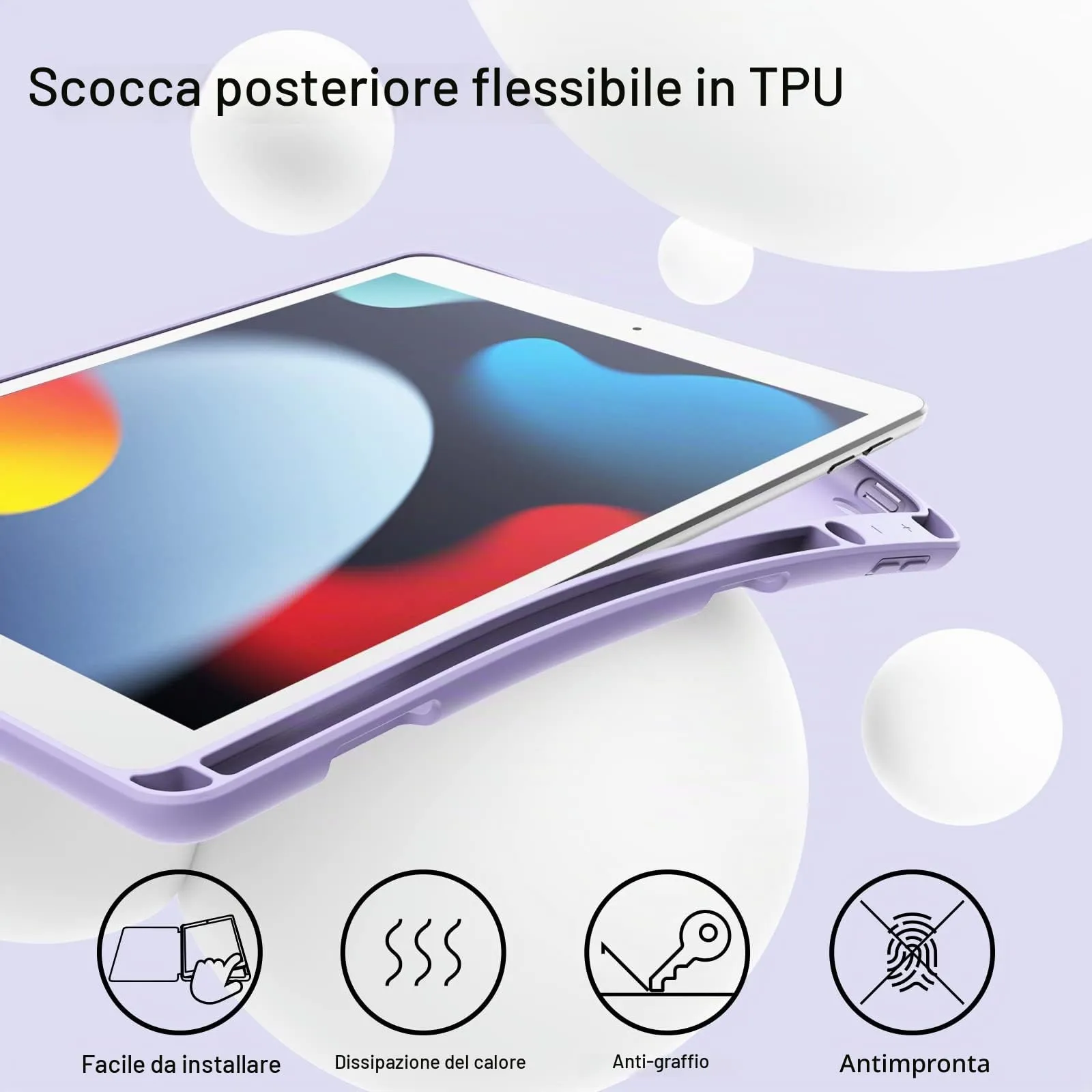JETech Custodia per iPad 9ª/8ª/7ª Gen 10,2", Viola Chiaro - immagine 3