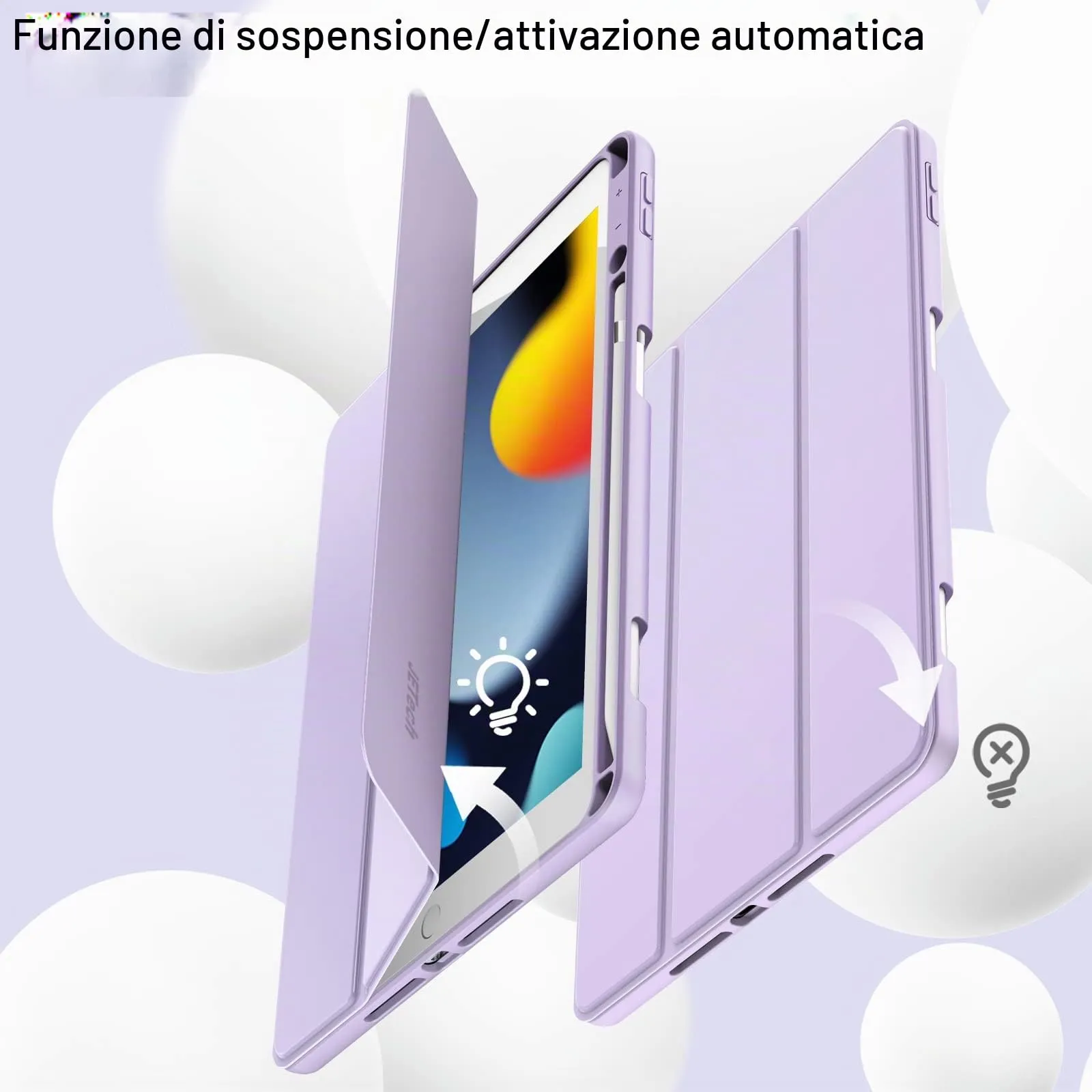 JETech Custodia per iPad 9ª/8ª/7ª Gen 10,2", Viola Chiaro - immagine 6