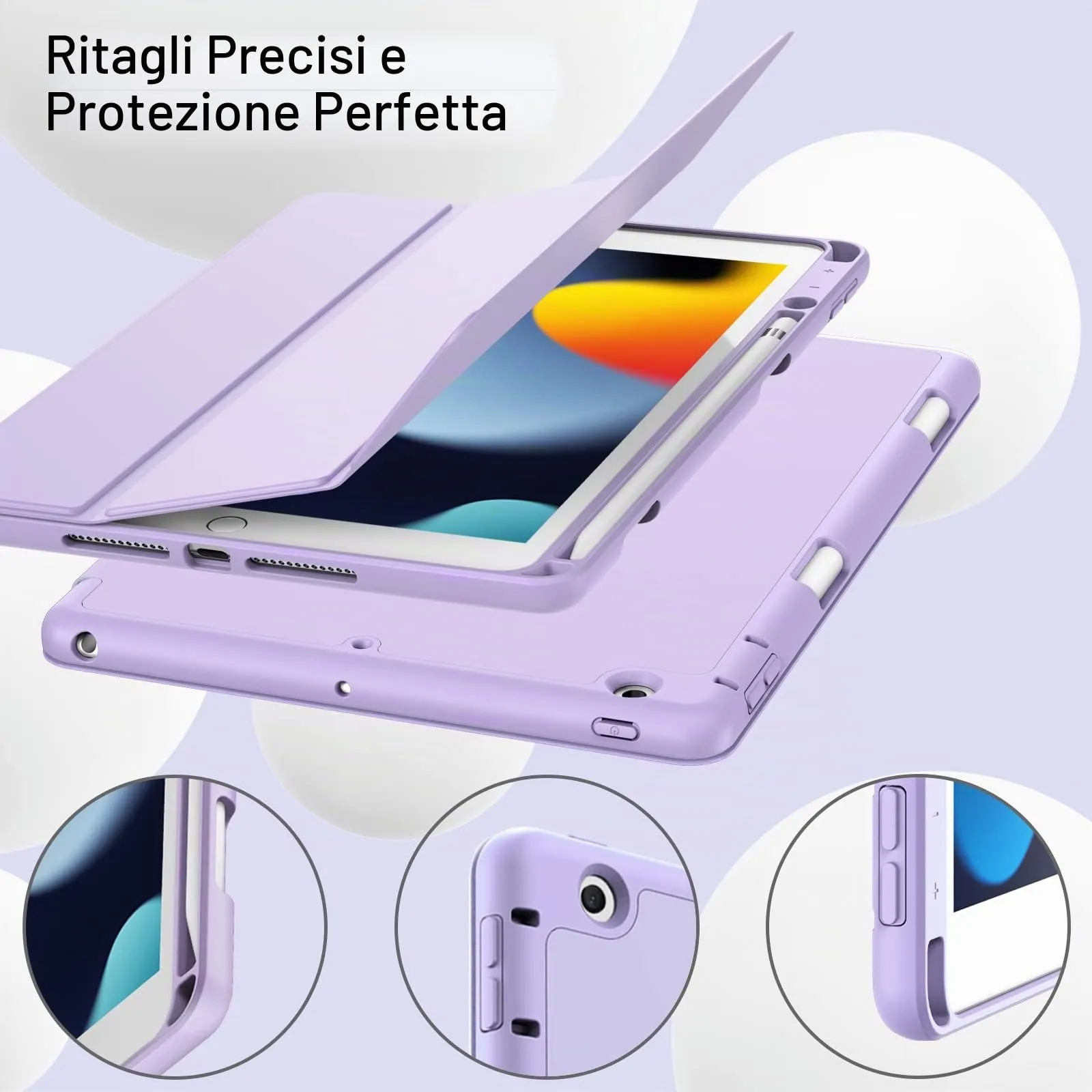 JETech Custodia per iPad 9ª/8ª/7ª Gen 10,2", Viola Chiaro - immagine 8