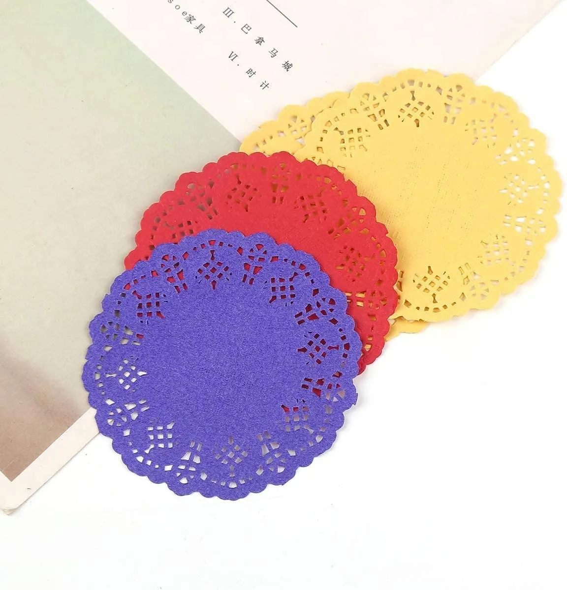 JOFONY 120 Centrini Rotondi di Carta in Pizzo, Colori Misti, 8,9 cm - immagine 7