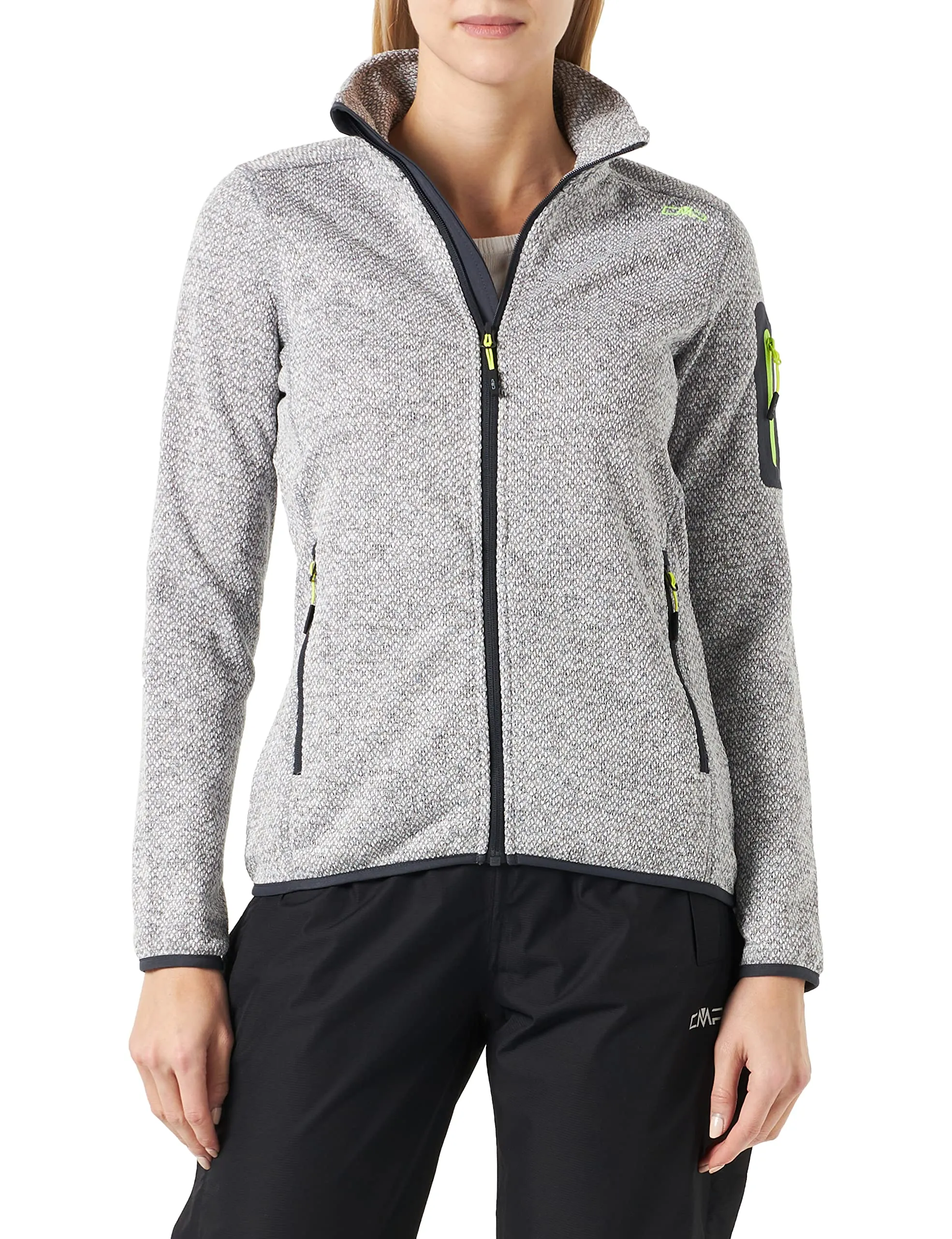 CMP Giacca Knit-tech da Donna, Grey/Lime, 44 - immagine 2