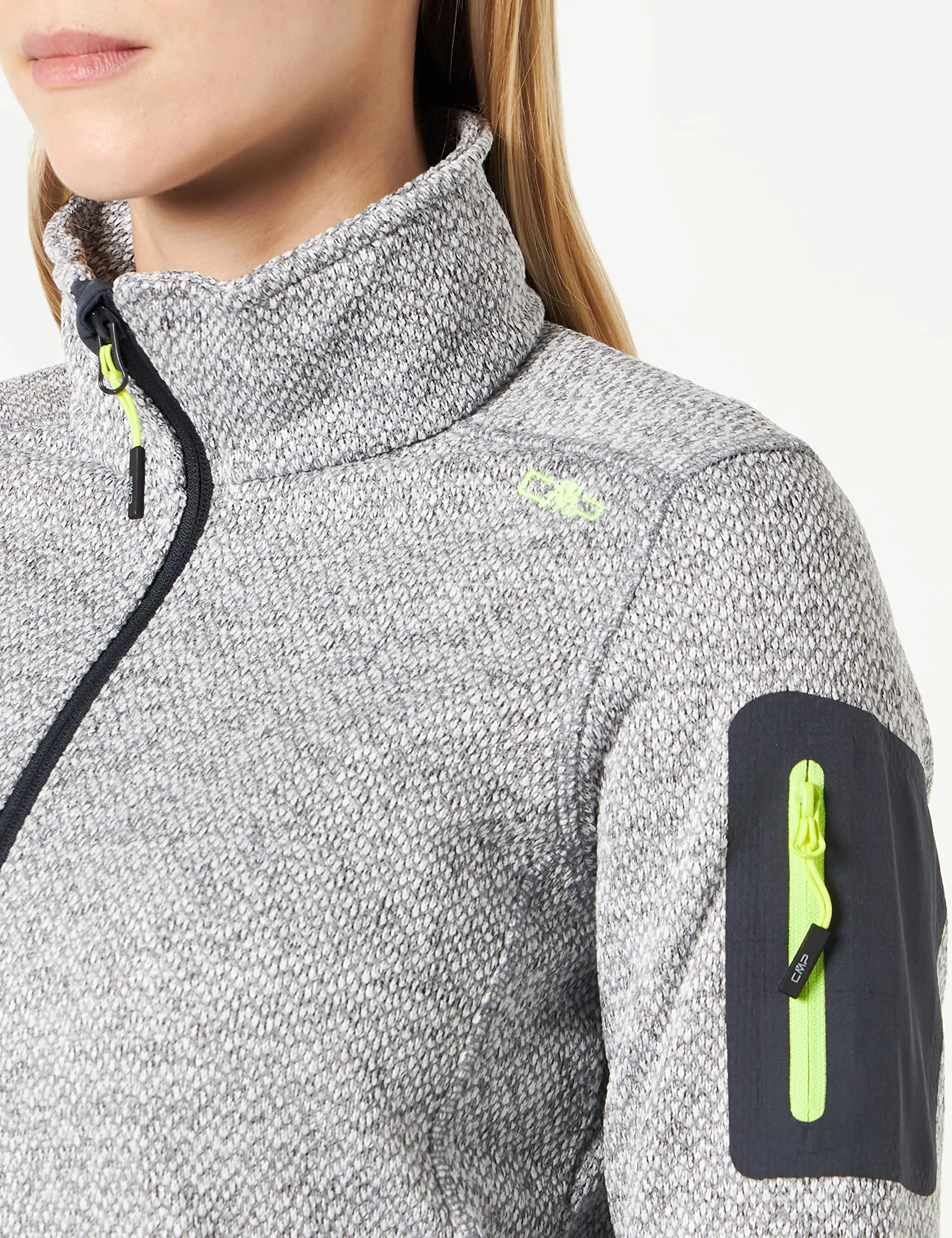 CMP Giacca Knit-tech da Donna, Grey/Lime, 44 - immagine 3