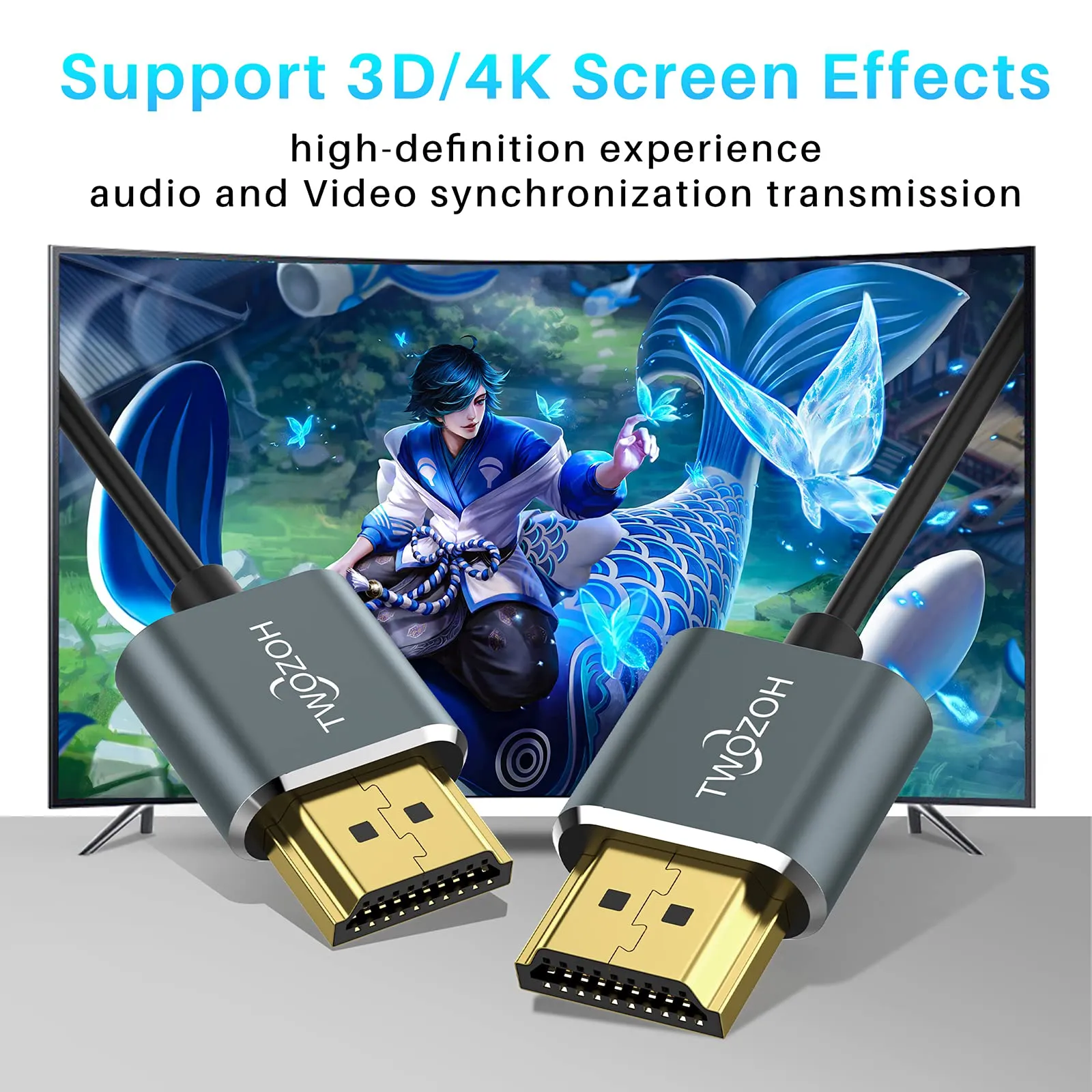 Twozoh Cavo HDMI Flessibile Sottile 0,5M, 2 Pezzi, 4K@60Hz 18Gbps - immagine 3
