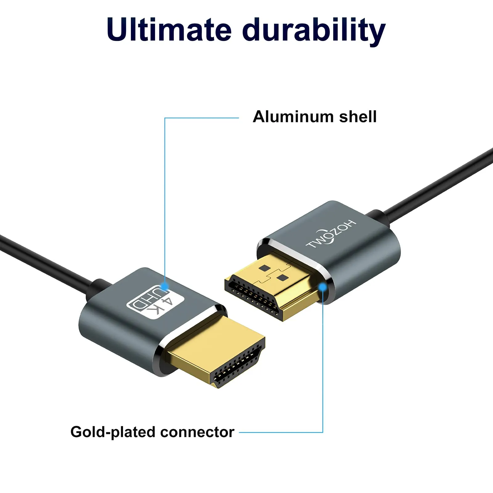 Twozoh Cavo HDMI Ultra Sottile e Flessibile 4K@60Hz 18Gbps, 2M (2 Pezzi) - immagine 5
