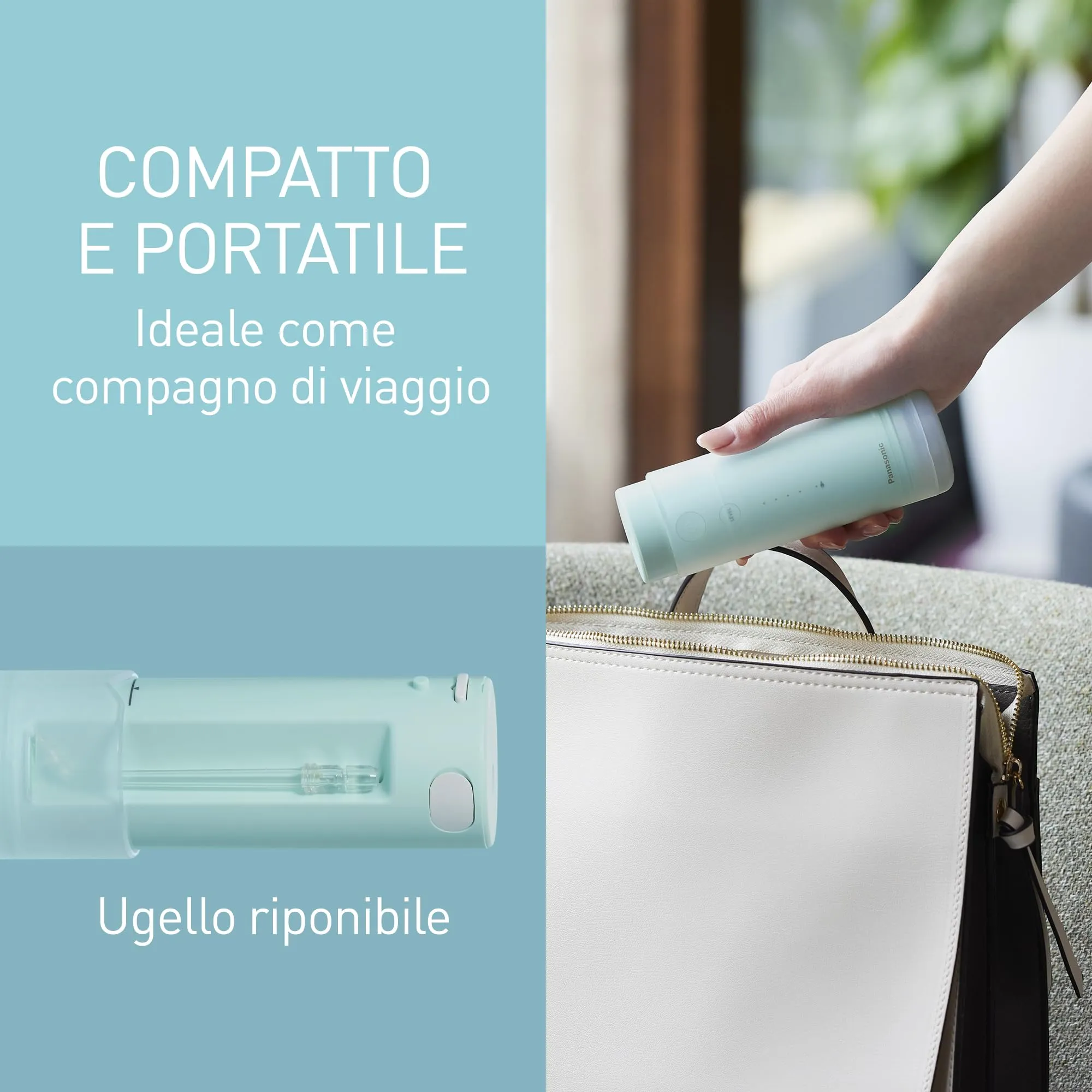 Panasonic EW-DJ4B-G503 Irrigatore Orale Ultrasonico, 4 Impostazioni di Pressione, Serbatoio 150 ml, Verde Menta e Bianco - immagine 3