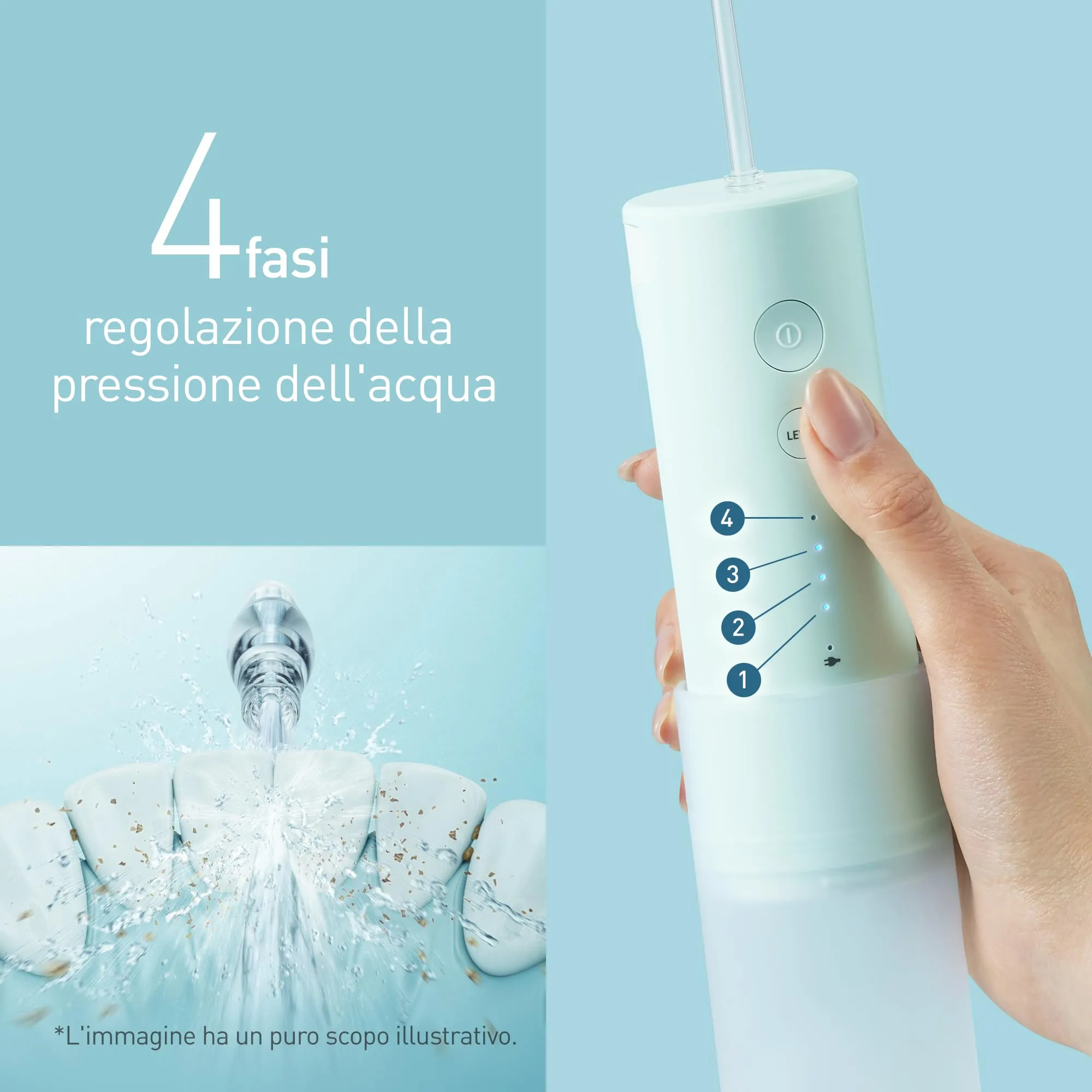 Panasonic EW-DJ4B-G503 Irrigatore Orale Ultrasonico, 4 Impostazioni di Pressione, Serbatoio 150 ml, Verde Menta e Bianco - immagine 6