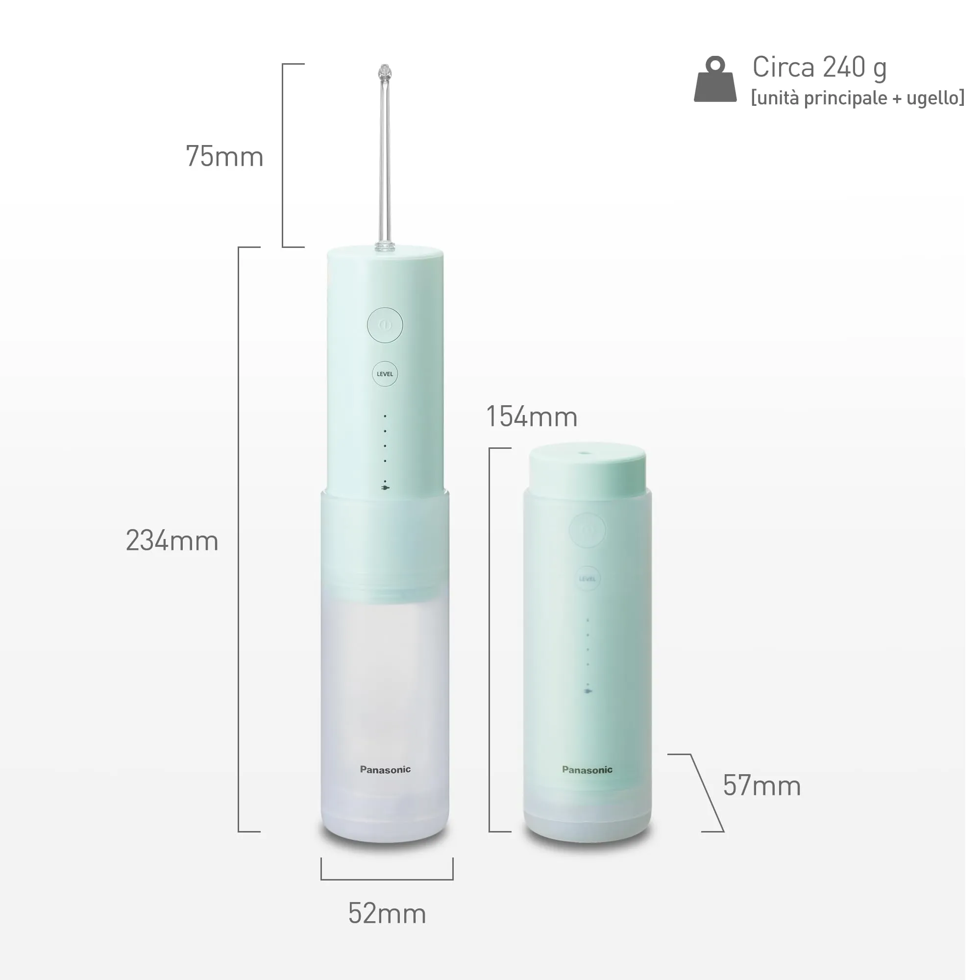 Panasonic EW-DJ4B-G503 Irrigatore Orale Ultrasonico, 4 Impostazioni di Pressione, Serbatoio 150 ml, Verde Menta e Bianco - immagine 10