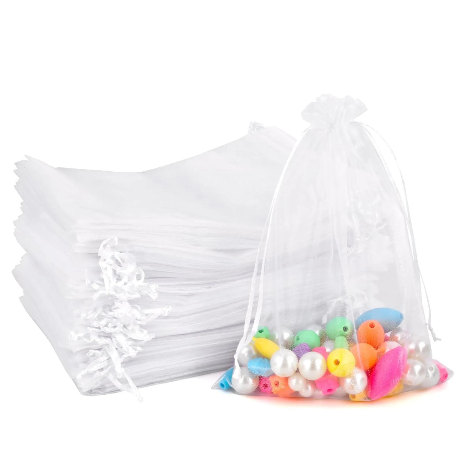 YFZYT Sacchetti in Organza Bianchi, 17x23cm, 100 pezzi - immagine 1
