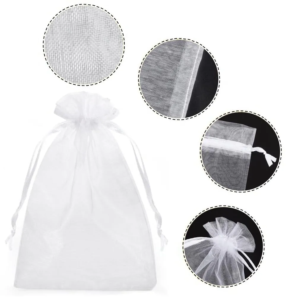 YFZYT Sacchetti in Organza Bianchi, 17x23cm, 100 pezzi - immagine 3