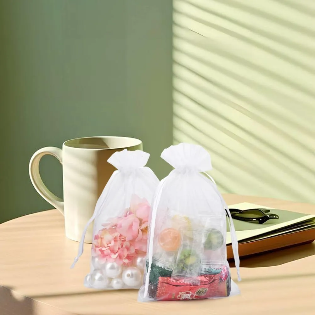 YFZYT Sacchetti in Organza Bianchi, 17x23cm, 100 pezzi - immagine 5