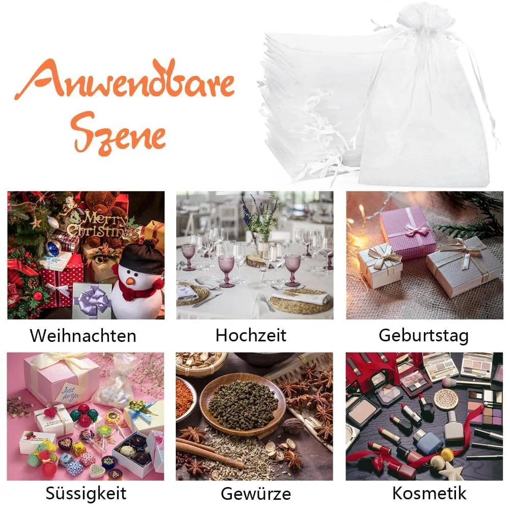 YFZYT Sacchetti in Organza Bianchi, 17x23cm, 100 pezzi - immagine 6