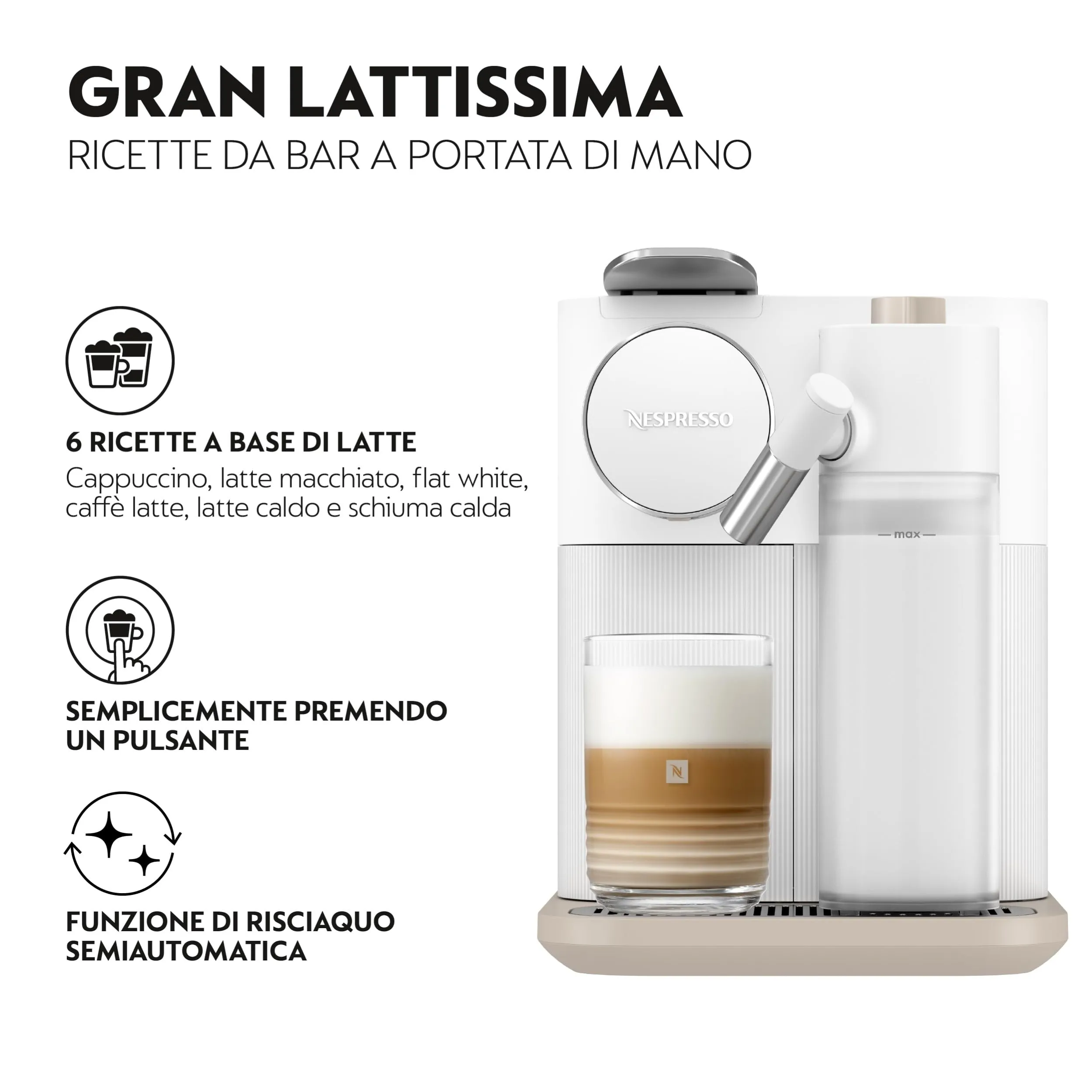 De'Longhi Nespresso Gran Lattissima EN640.B Macchina per Caffè Automatica a Capsule, Nero - immagine 3