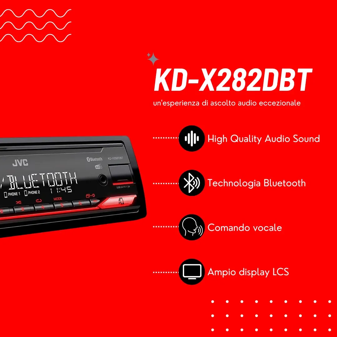 JVC KD-X282DBT Autoradio Bluetooth Digital Media Receiver con DAB+, Nero - immagine 3