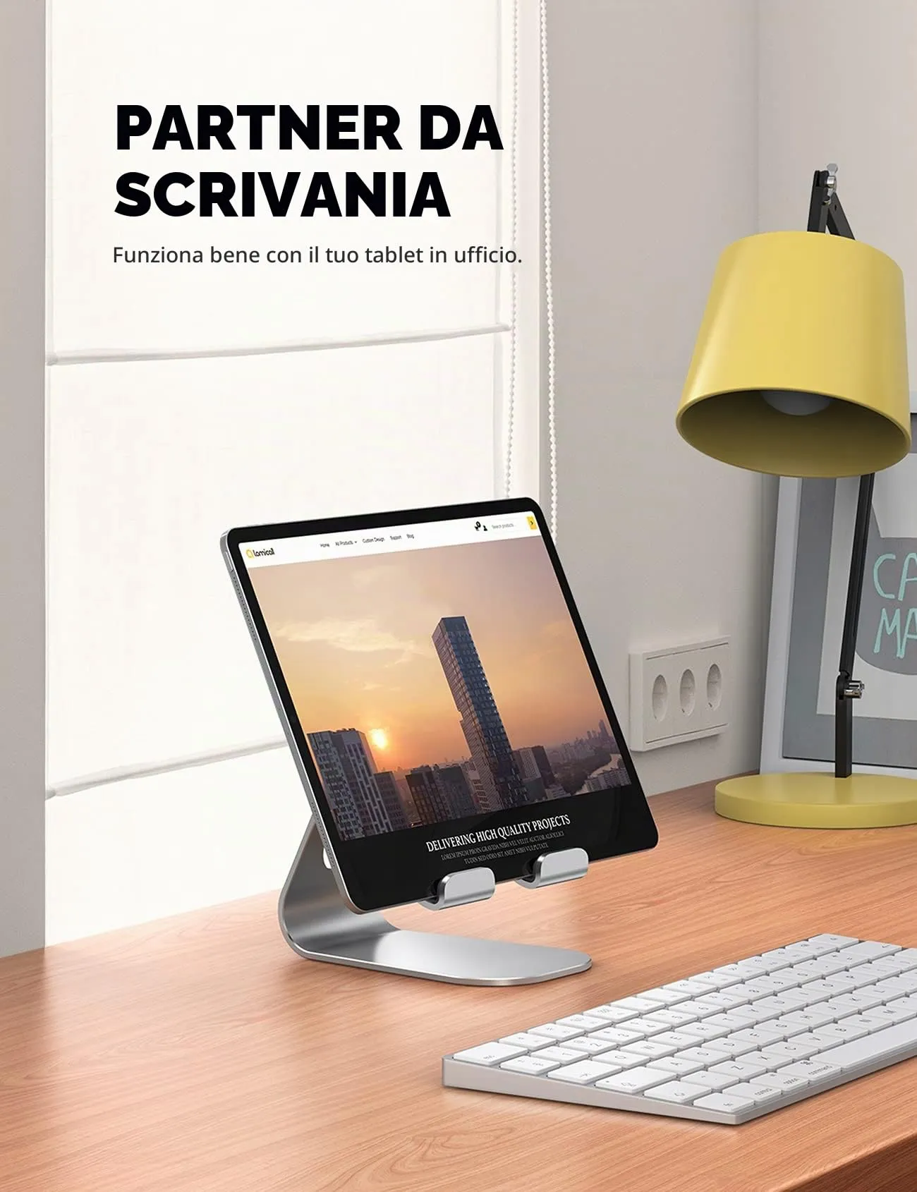 Lamicall Supporto Regolabile per Tablet da Tavolo, Compatibile con iPad Pro, Air, Mini, Samsung Tab e Dispositivi 5-13 pollici - Argento - immagine 3