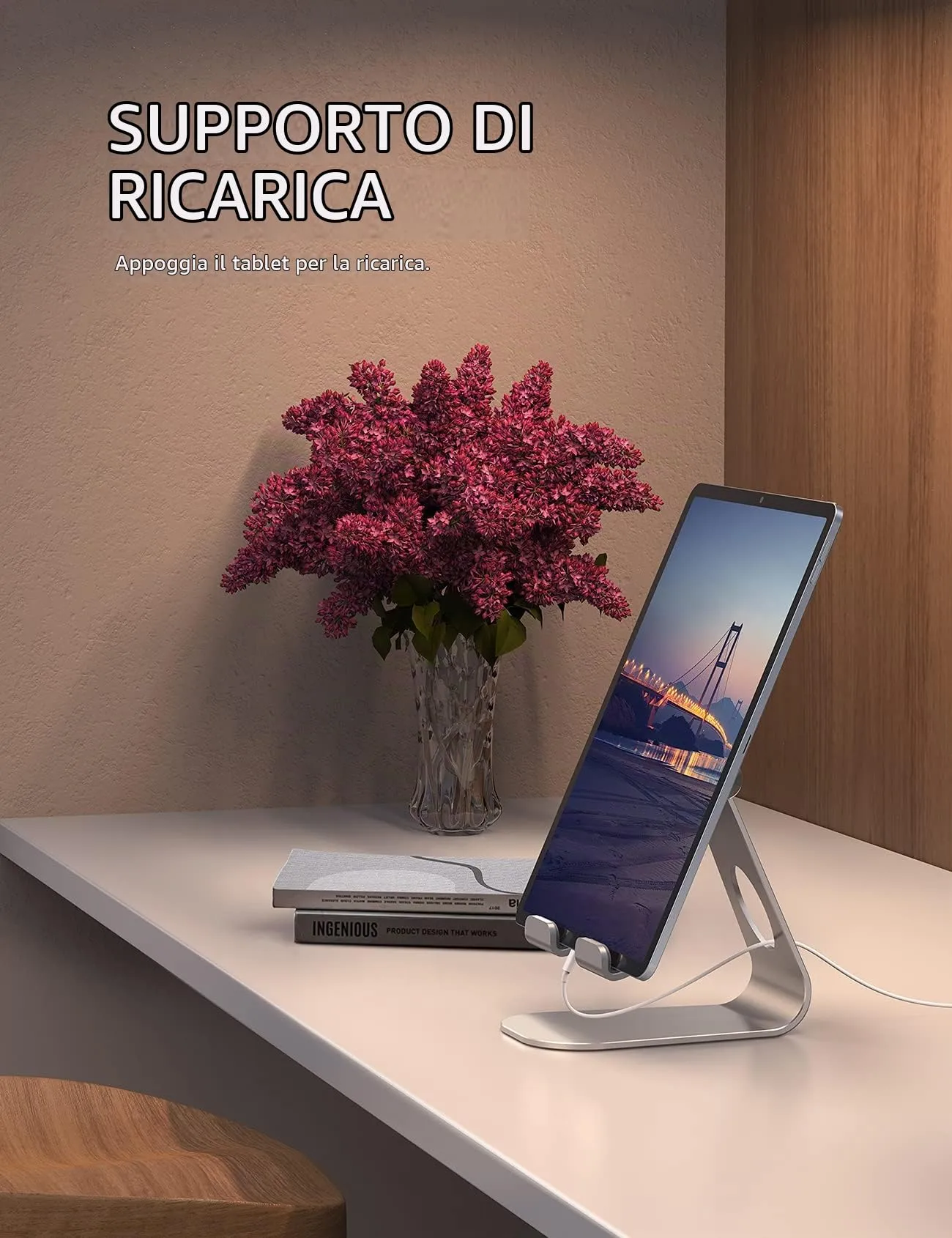 Lamicall Supporto Regolabile per Tablet da Tavolo, Compatibile con iPad Pro, Air, Mini, Samsung Tab e Dispositivi 5-13 pollici - Argento - immagine 4