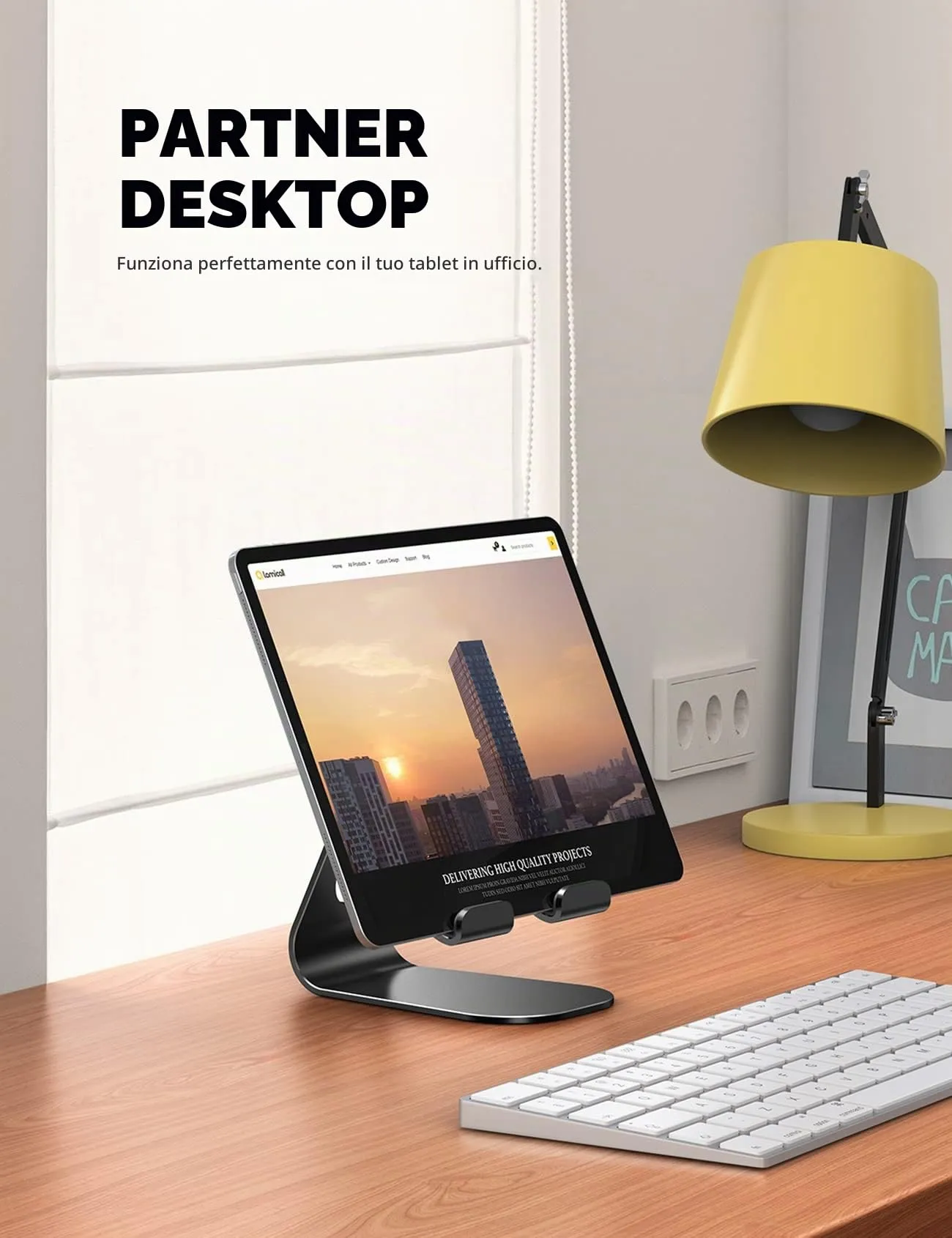Lamicall Supporto Tablet Regolabile Universale per iPad Pro, Air, mini, iPhone e Samsung Tab - Nero - immagine 3