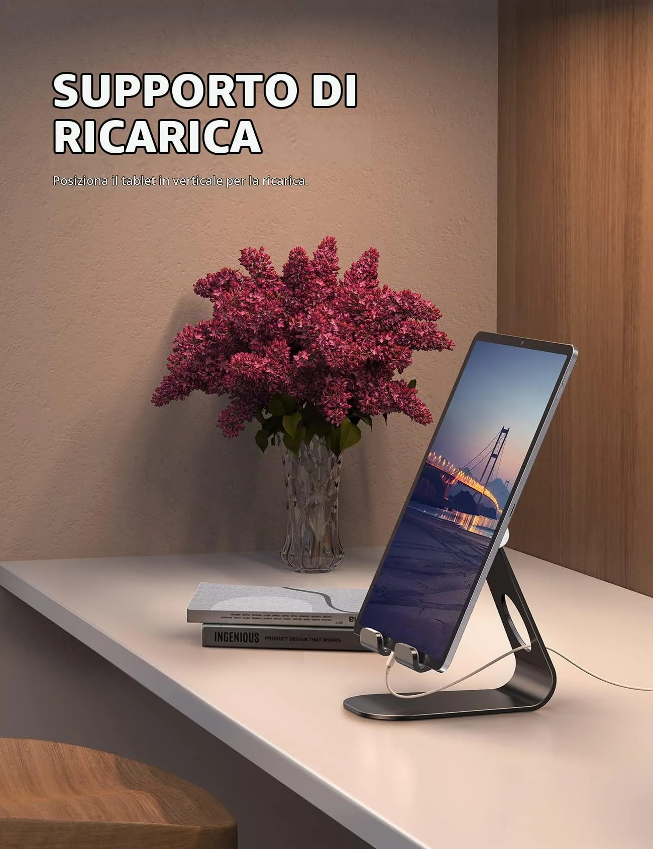 Lamicall Supporto Tablet Regolabile Universale per iPad Pro, Air, mini, iPhone e Samsung Tab - Nero - immagine 4