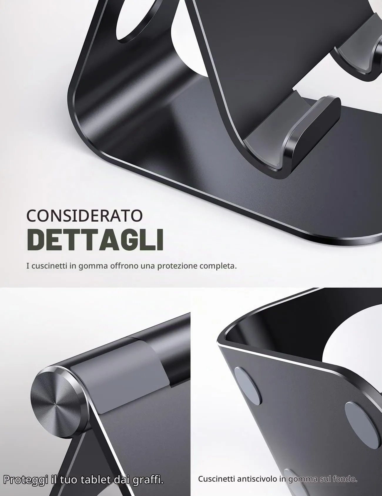 Lamicall Supporto Tablet Regolabile Universale per iPad Pro, Air, mini, iPhone e Samsung Tab - Nero - immagine 6