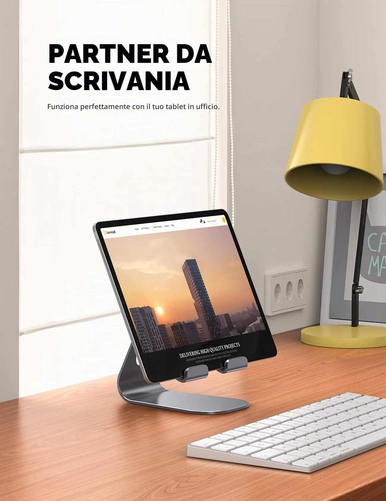 Lamicall Supporto Tablet Regolabile Universale per iPad, Samsung Tab e Smartphone, Grigio - immagine 3