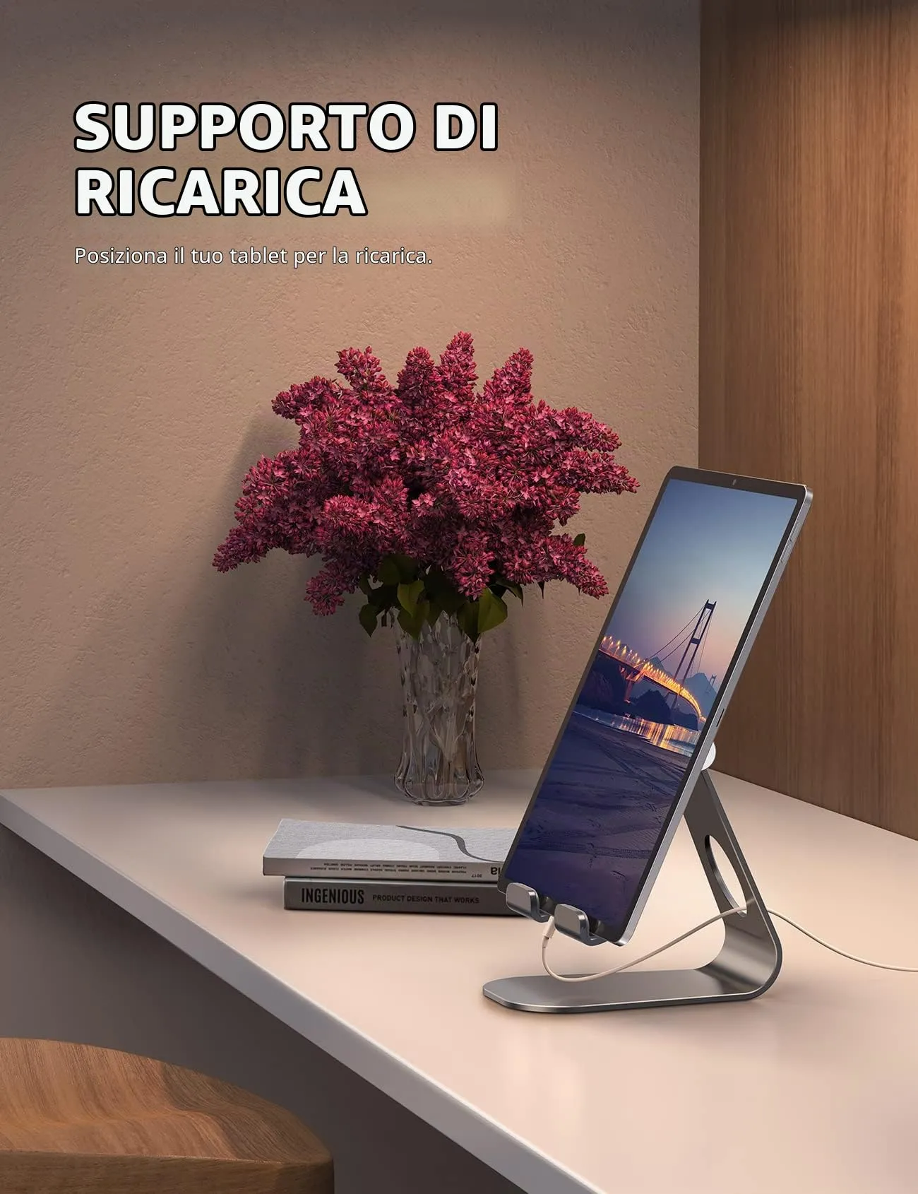 Lamicall Supporto Tablet Regolabile Universale per iPad, Samsung Tab e Smartphone, Grigio - immagine 4