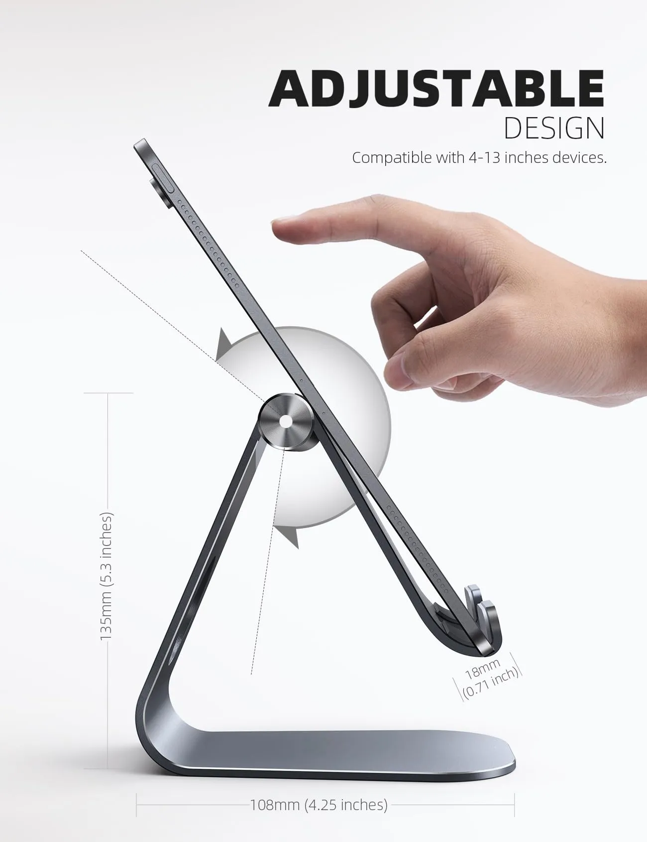 Lamicall Supporto Tablet Regolabile Universale per iPad, Samsung Tab e Smartphone, Grigio - immagine 5