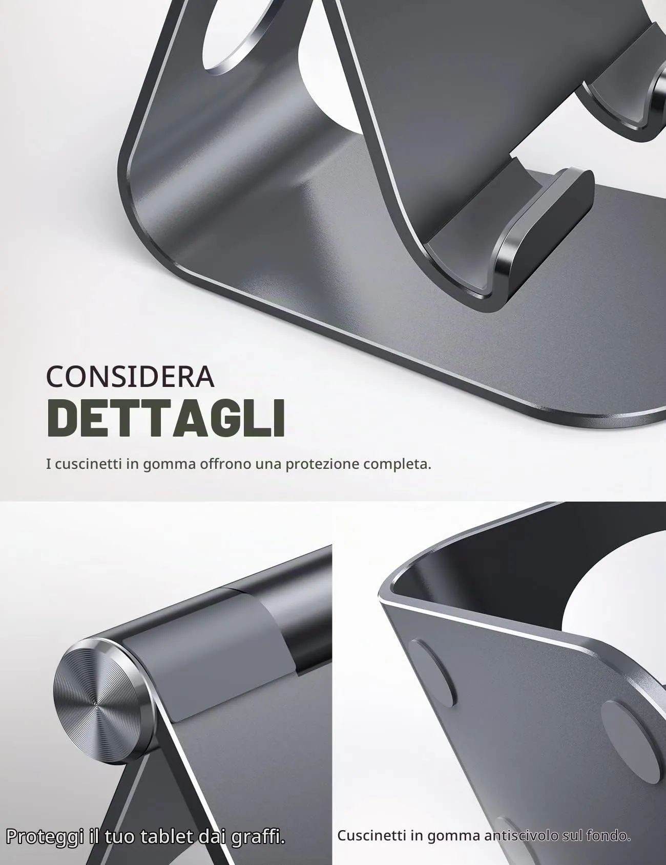 Lamicall Supporto Tablet Regolabile Universale per iPad, Samsung Tab e Smartphone, Grigio - immagine 6
