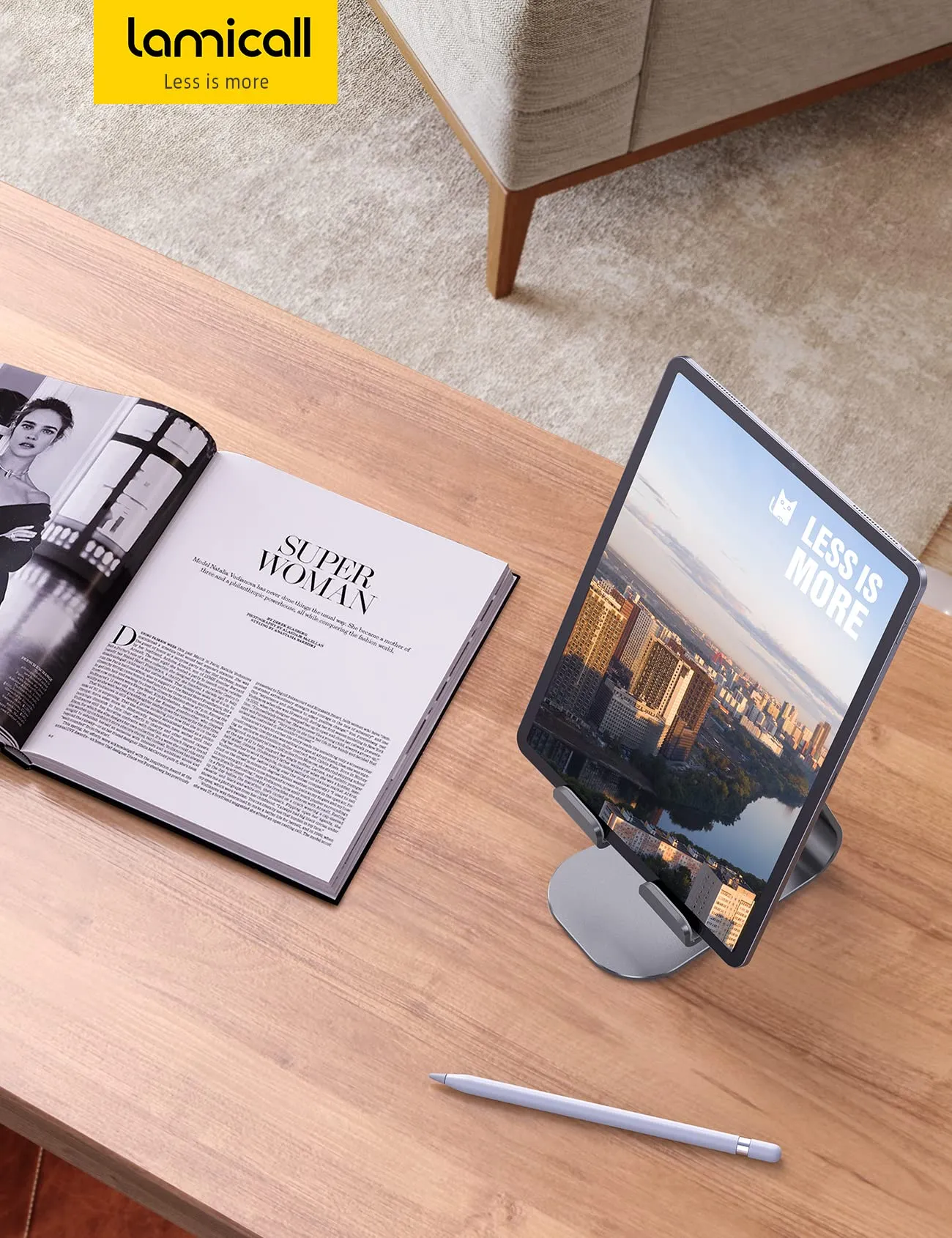 Lamicall Supporto Tablet Regolabile Universale per iPad, Samsung Tab e Smartphone, Grigio - immagine 7