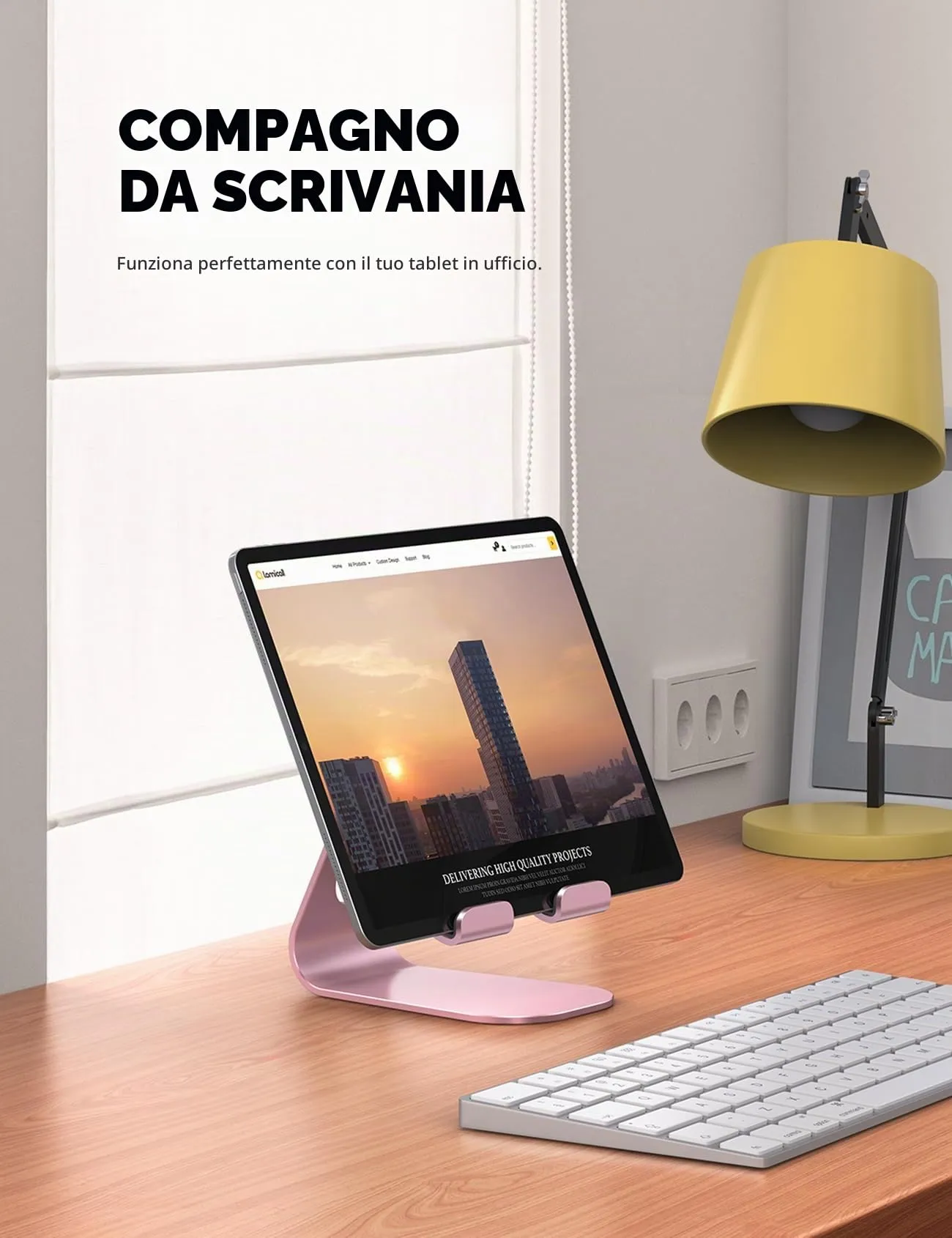 Lamicall Supporto Tablet Regolabile Universale per iPad Pro, iPad Air, iPad mini, iPhone, Samsung Tab e altri Tablet - Oro Rosa - immagine 3