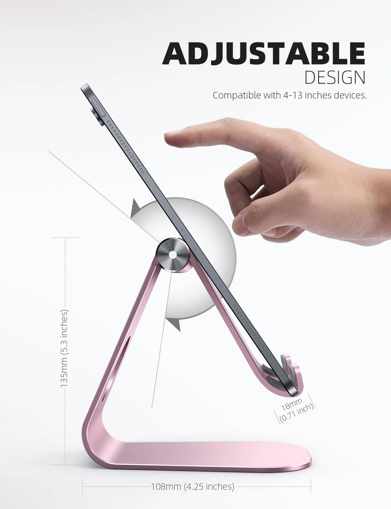 Lamicall Supporto Tablet Regolabile Universale per iPad Pro, iPad Air, iPad mini, iPhone, Samsung Tab e altri Tablet - Oro Rosa - immagine 5