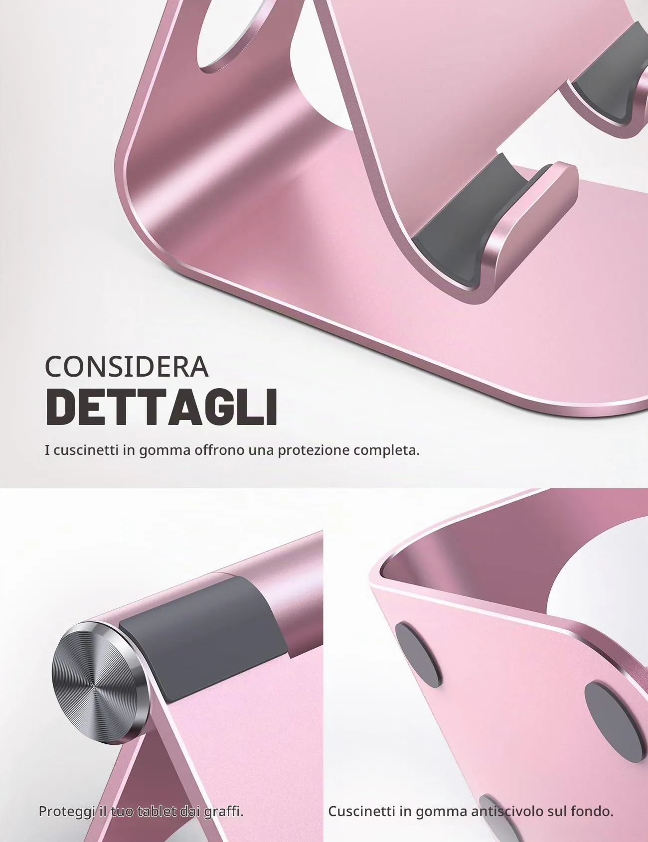 Lamicall Supporto Tablet Regolabile Universale per iPad Pro, iPad Air, iPad mini, iPhone, Samsung Tab e altri Tablet - Oro Rosa - immagine 6