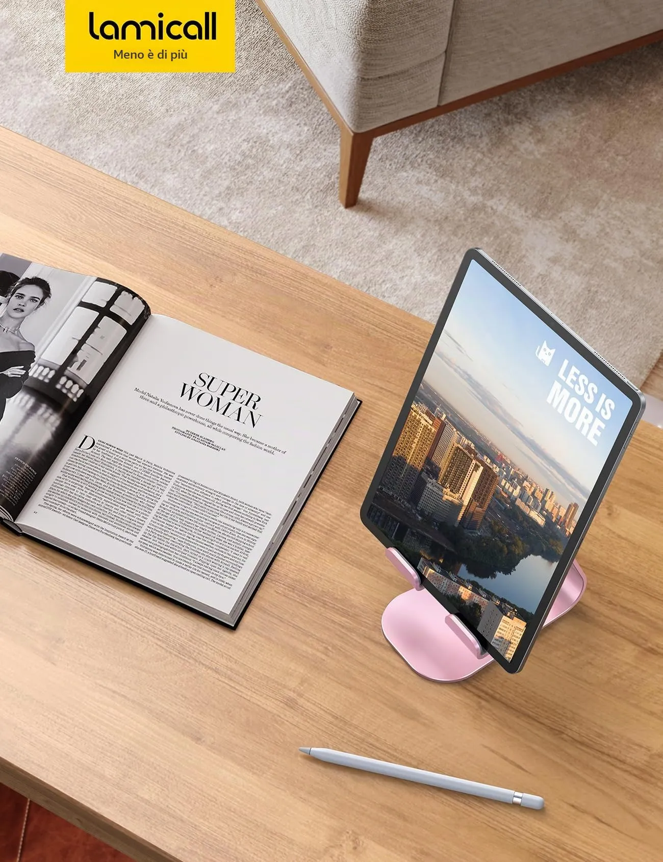 Lamicall Supporto Tablet Regolabile Universale per iPad Pro, iPad Air, iPad mini, iPhone, Samsung Tab e altri Tablet - Oro Rosa - immagine 7