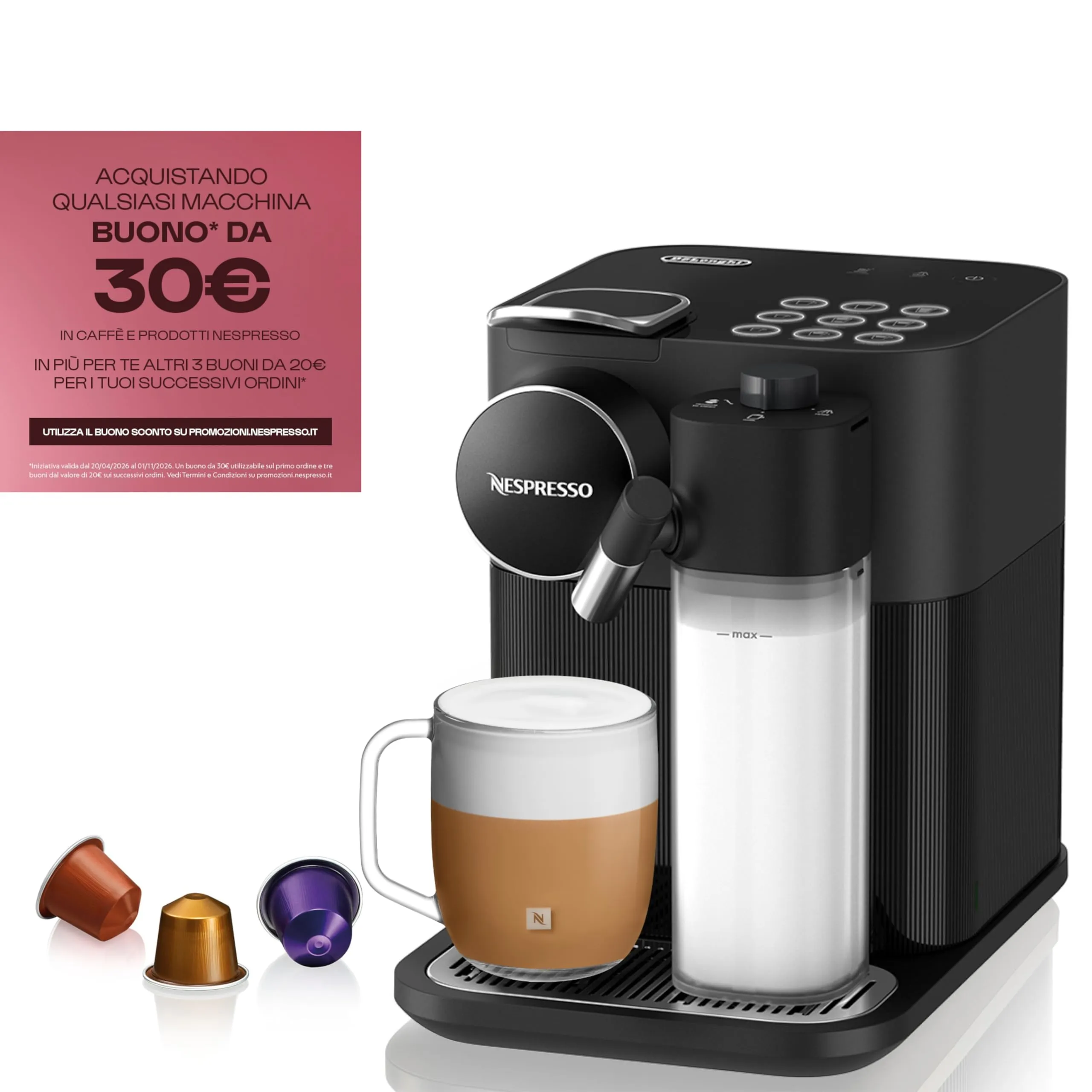 Nespresso Gran Lattissima EN650.B De'Longhi Coffee Machine, Black - immagine 2