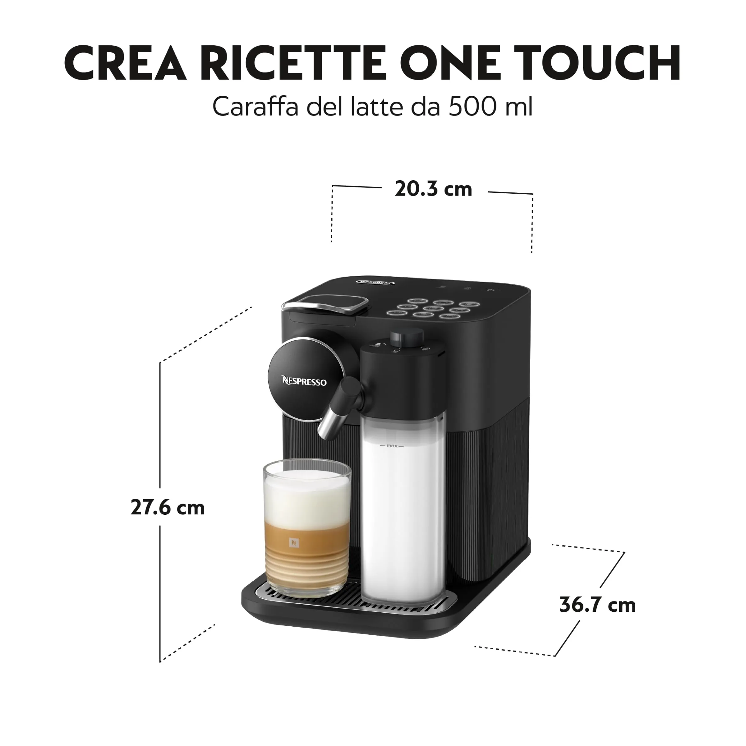 Nespresso Gran Lattissima EN650.B De'Longhi Coffee Machine, Black - immagine 5