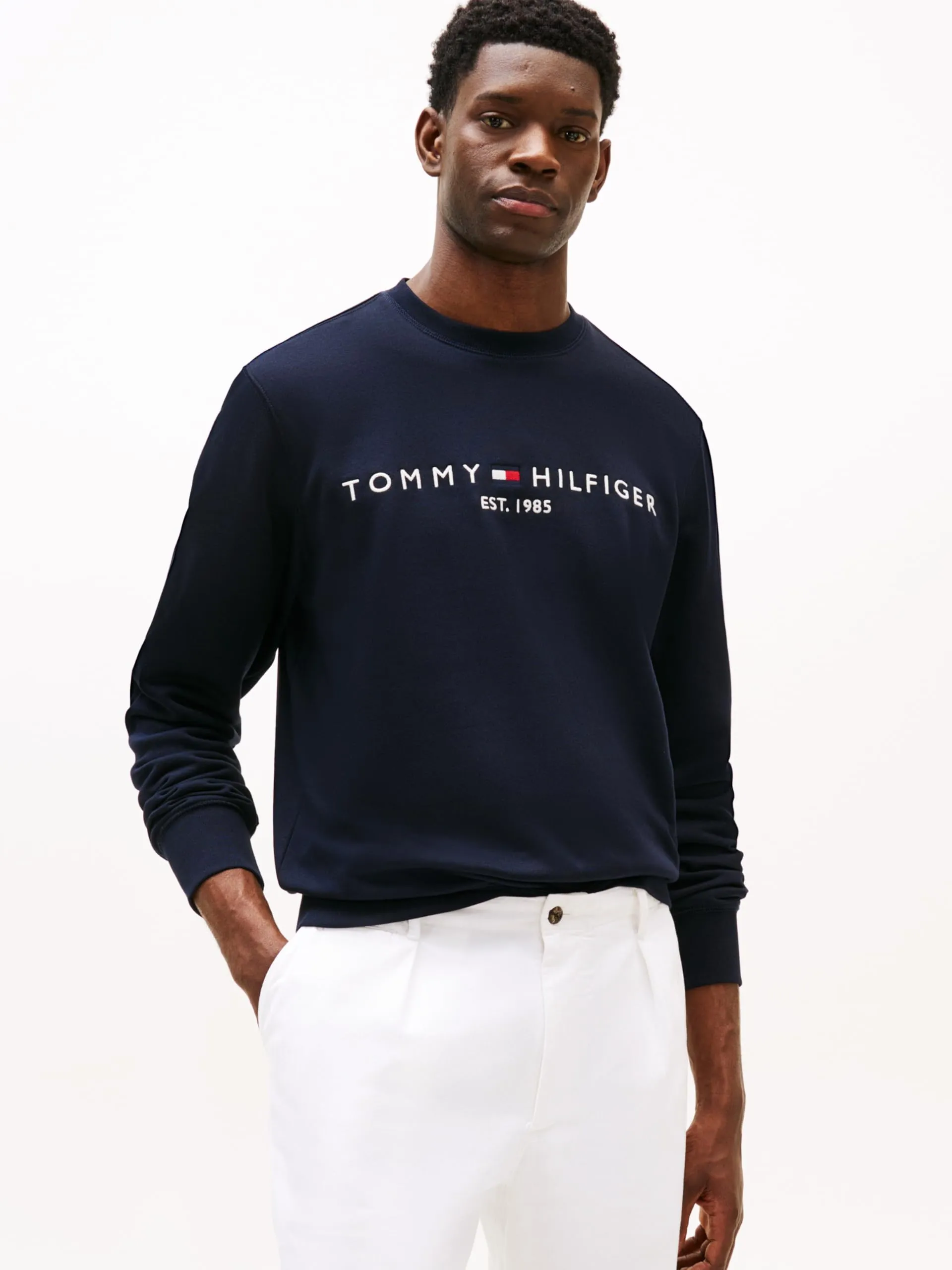 Tommy Hilfiger Felpa Logo Senza Cappuccio, Blu Desert Sky, L - immagine 4