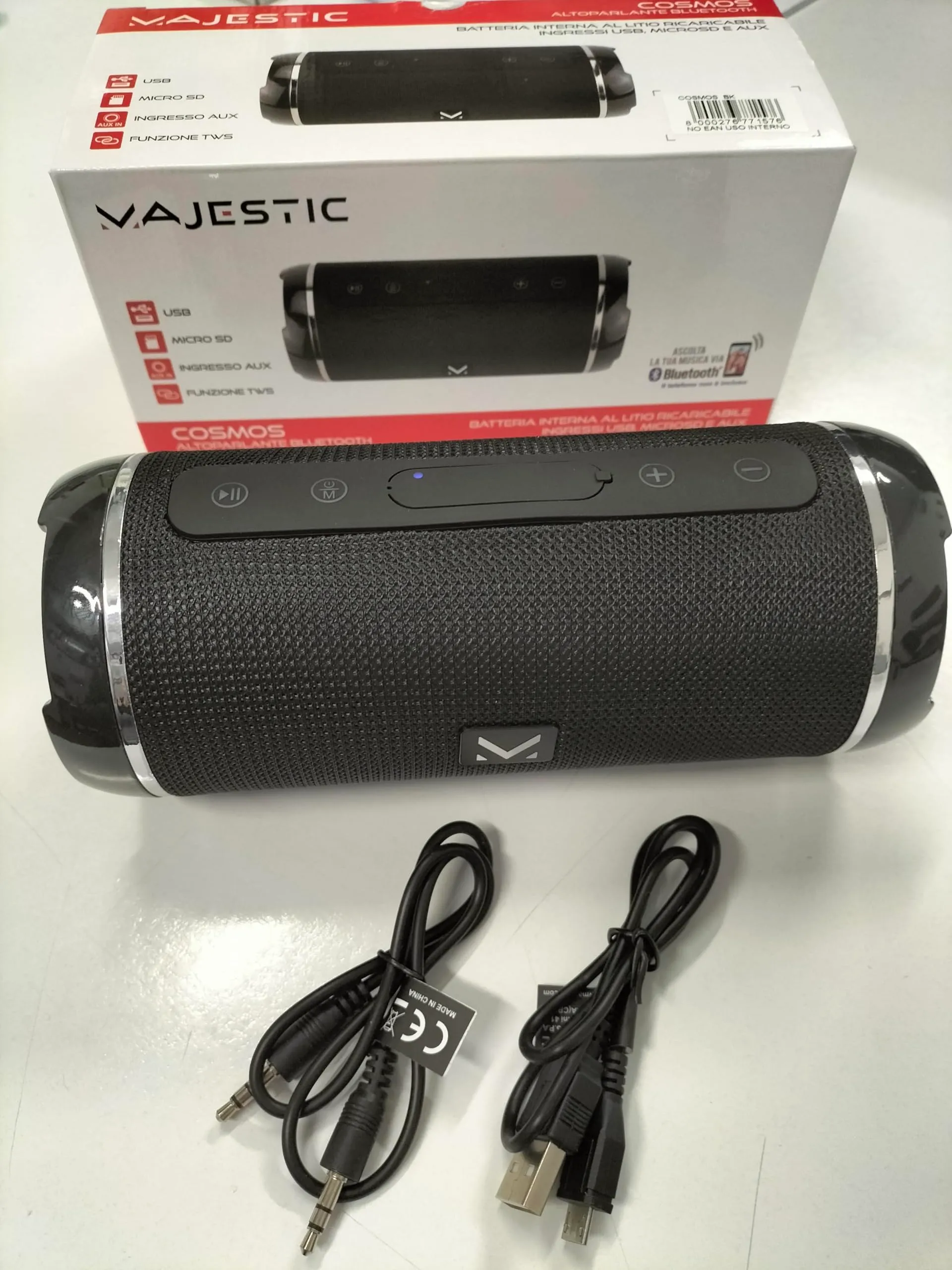 Majestic Cosmos Speaker Bluetooth, Batteria Ricaricabile, USB, Micro SD, AUX-In, Nero - immagine 5