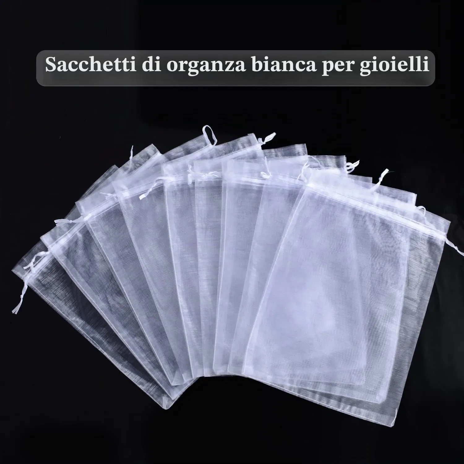 YFZYT Sacchetti in Organza Bianchi, 20x30cm, 100pz - immagine 6