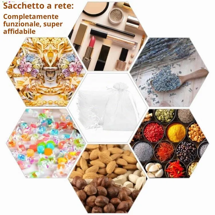 YFZYT Sacchetti in Organza Bianchi, 20x30cm, 100pz - immagine 8