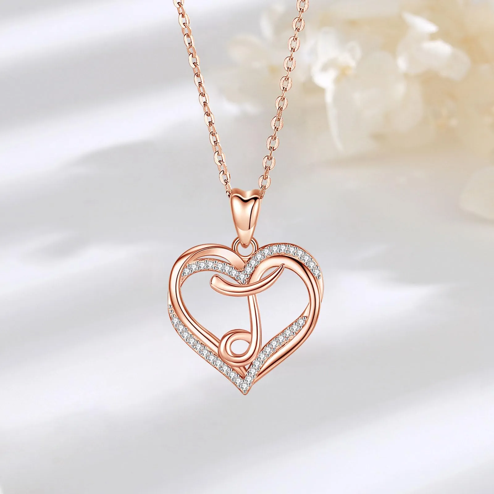 INFUSEU Collana Iniziale con Cuore e Cubic Zirconia per Donna, Catena da 20 Pollici - immagine 2