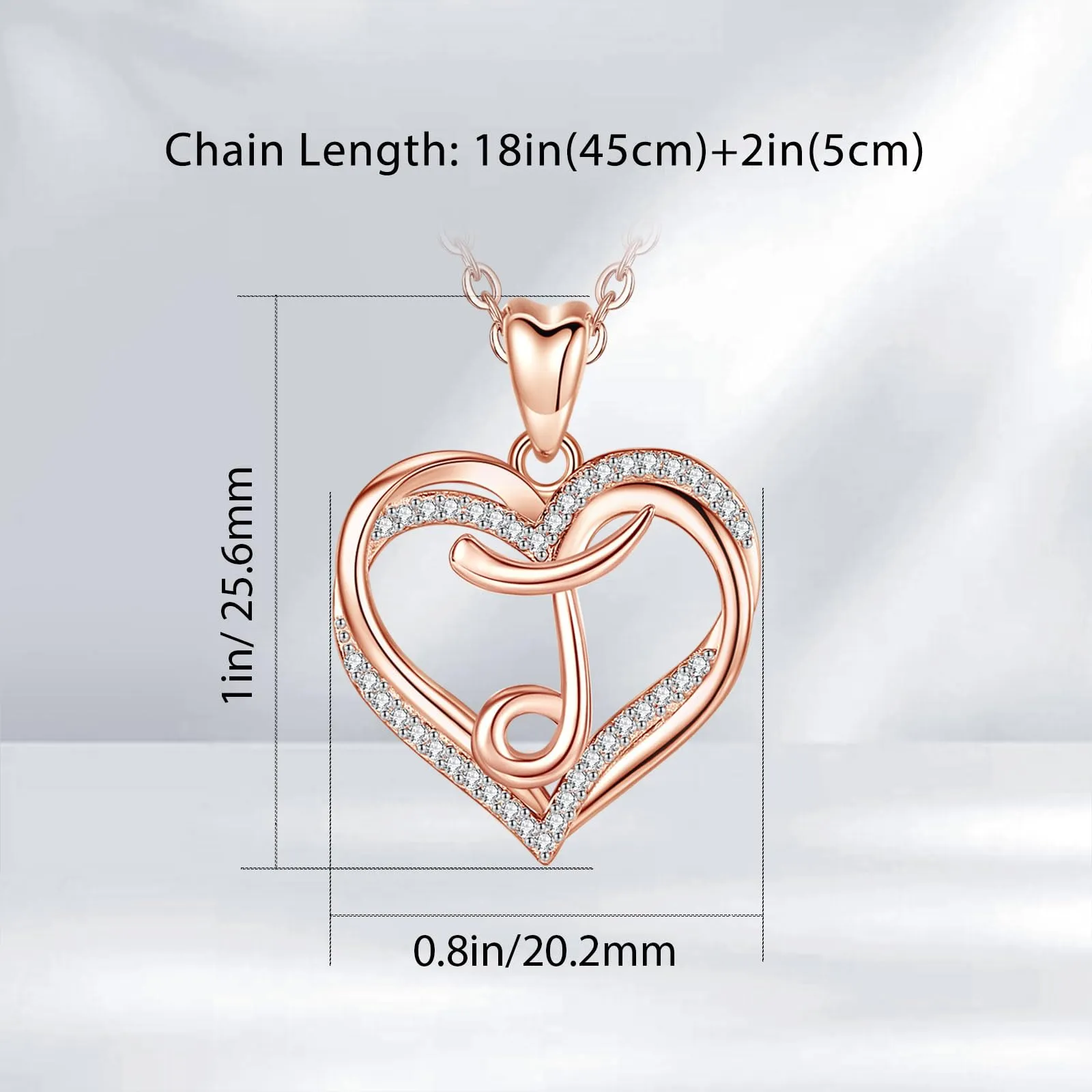 INFUSEU Collana Iniziale con Cuore e Cubic Zirconia per Donna, Catena da 20 Pollici - immagine 6