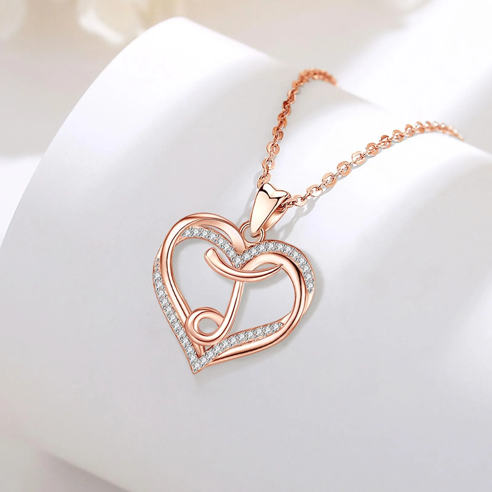 INFUSEU Collana Iniziale con Cuore e Cubic Zirconia per Donna, Catena da 20 Pollici - immagine 9