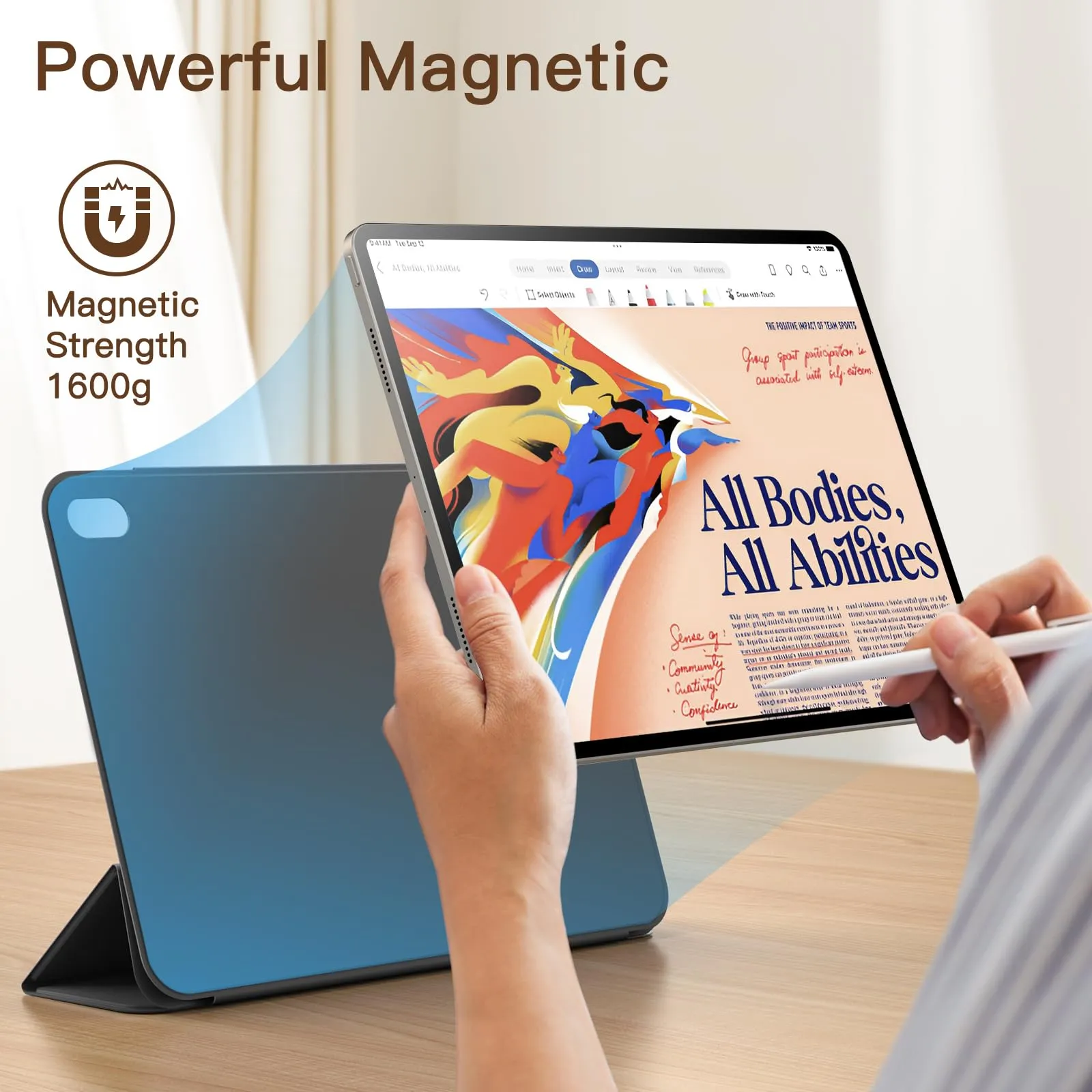 JETech Custodia Magnetica per iPad Air 11" M4/M3/M2, Air 5/4, Nero - immagine 3