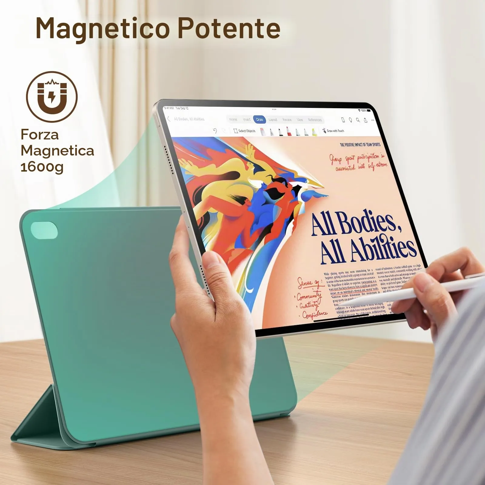 JETech Cover Magnetica per iPad Air 11" (M4/M3/M2) e iPad Air 5/4 (10.9"), Verde Nebbioso - immagine 3