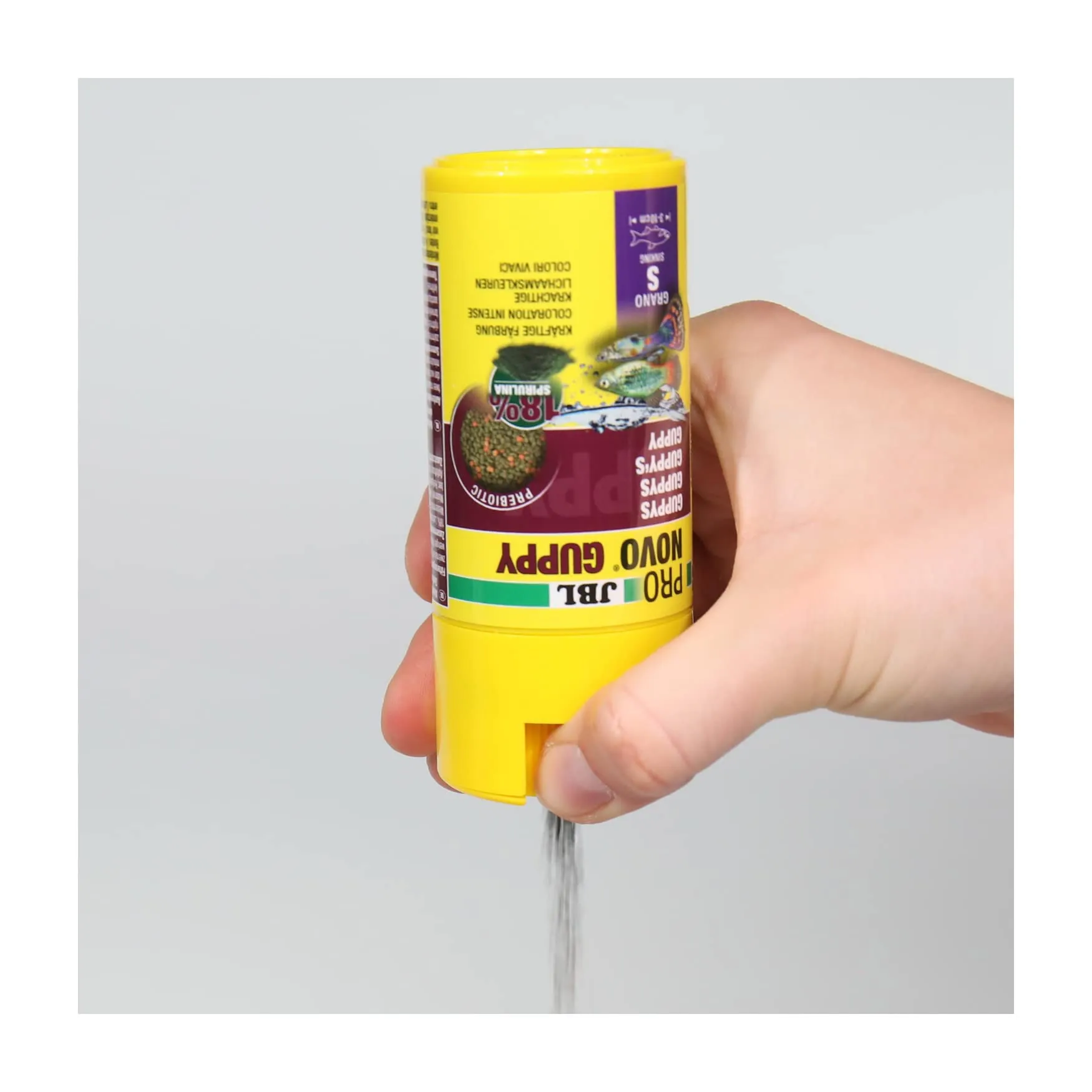 JBL Pronovo Guppy Grano, mangime base per guppy e pesci ovovivipari, pellet, dosatore a clic, taglia S, 100 ml - immagine 6