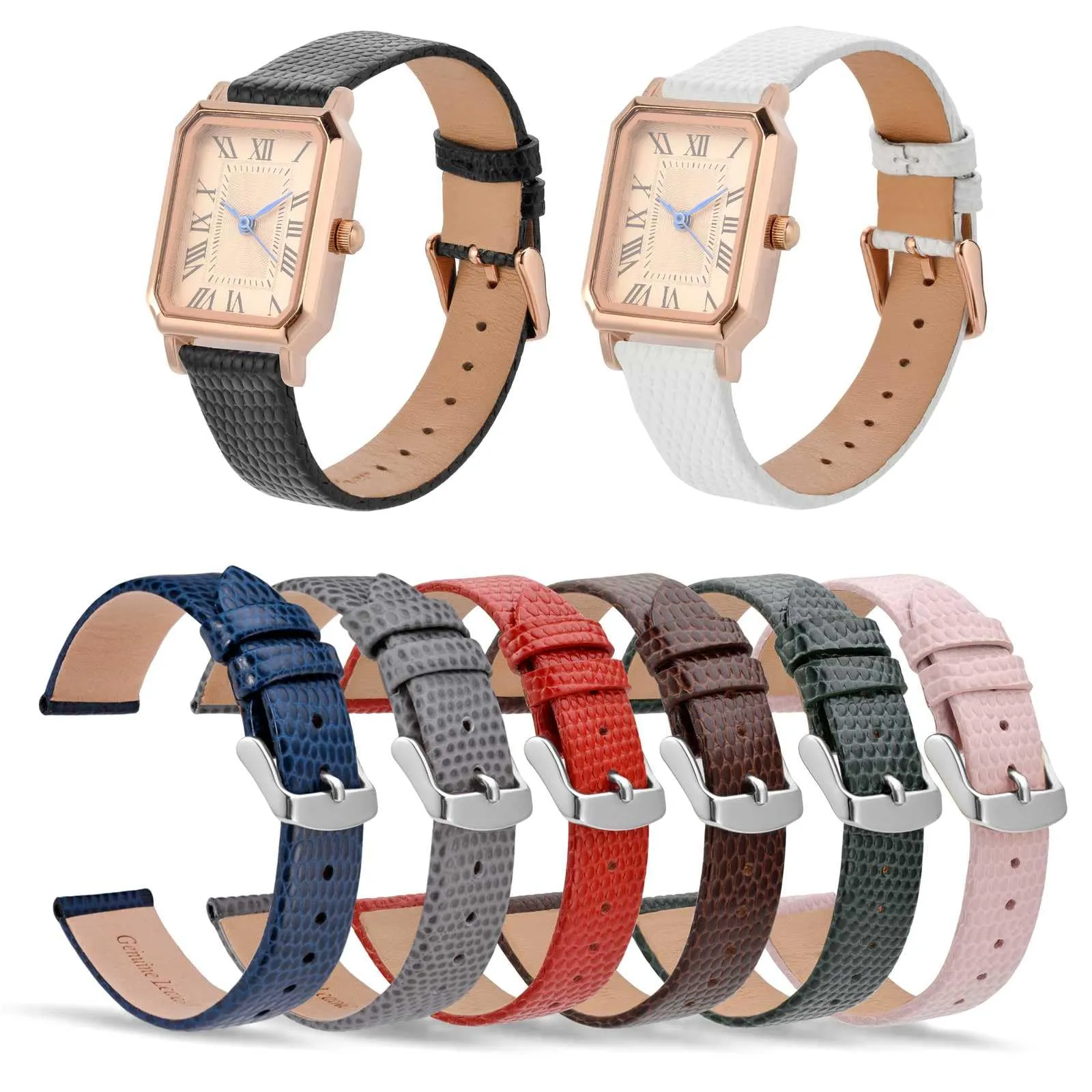 ANNEFIT Cinturino in Pelle 10mm per Orologi Donna, Fibbia in Acciaio Inossidabile Argento, Marrone - immagine 7