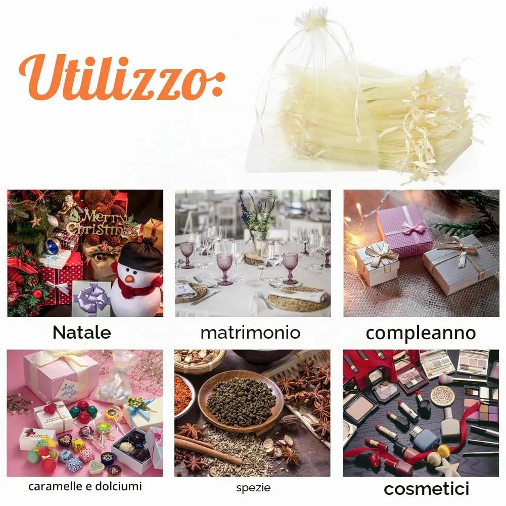 YFZYT Sacchetti in Organza 20x30cm, 100pz, Avorio - immagine 8