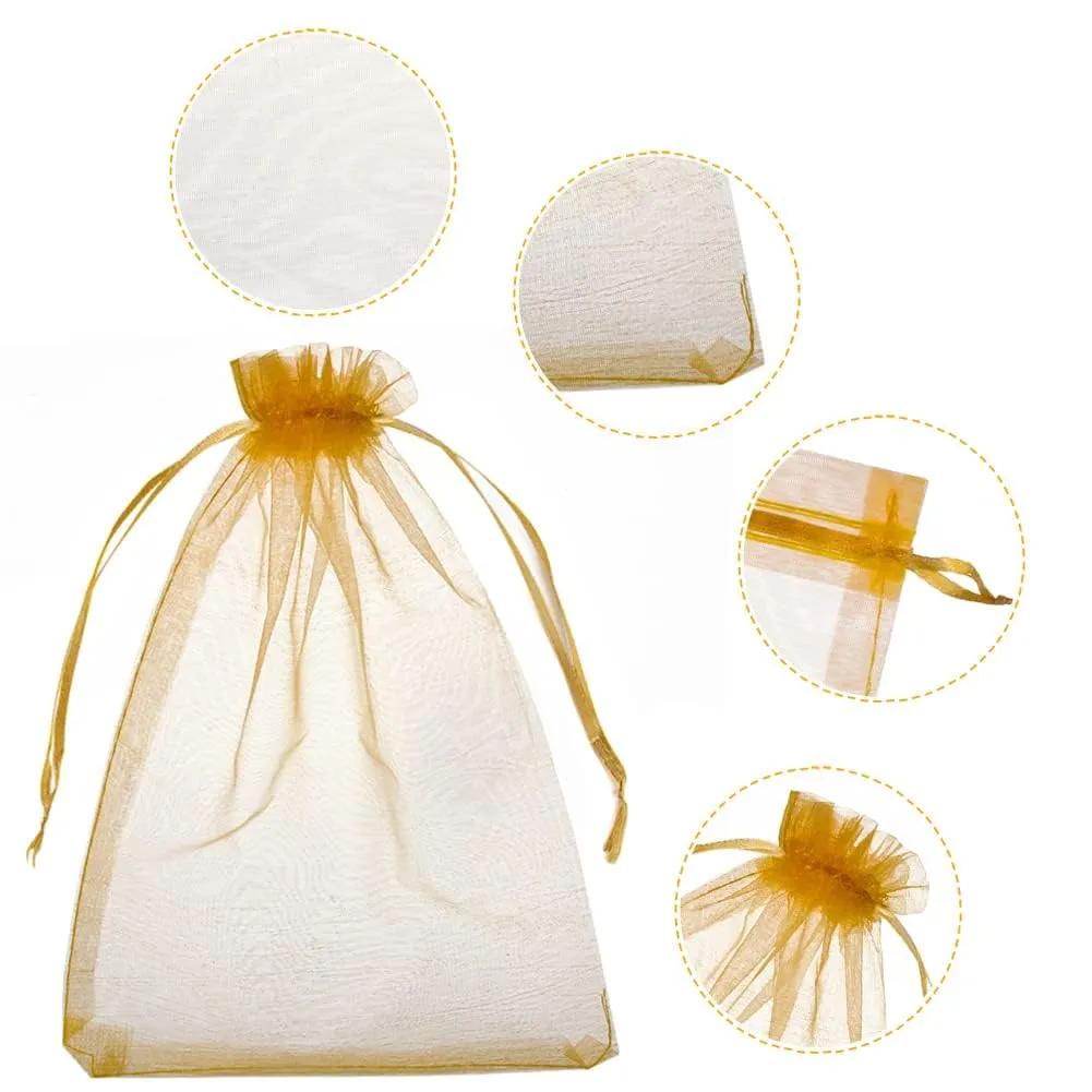 YFZYT Sacchetti in Organza Oro, 30x40 cm, 50 Pezzi - immagine 3