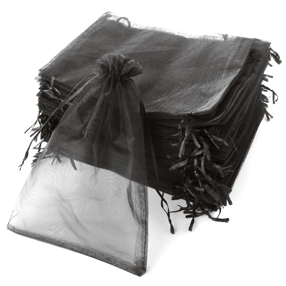 YFZYT Sacchetti in Organza Neri 17x23cm, 100pz - immagine 1