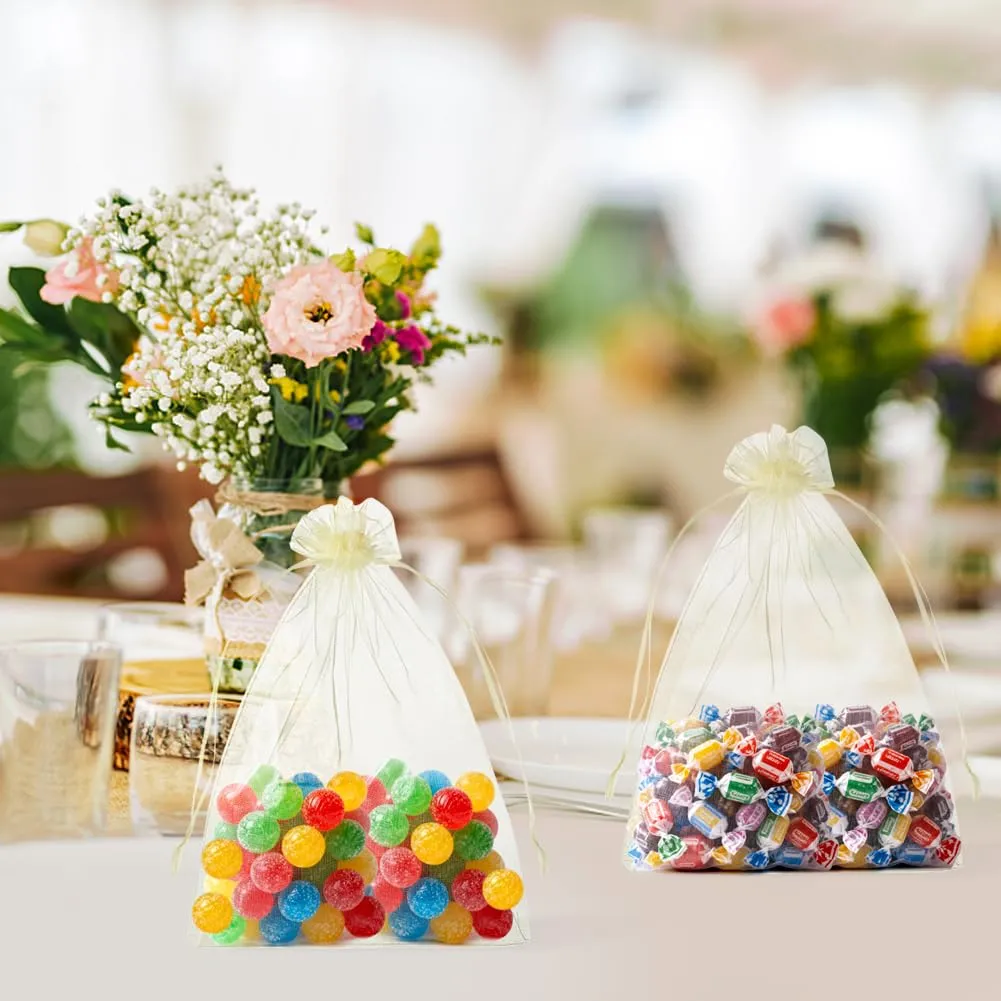 YFZYT Sacchetti Organza 17x23cm, 100pz, Avorio - immagine 6