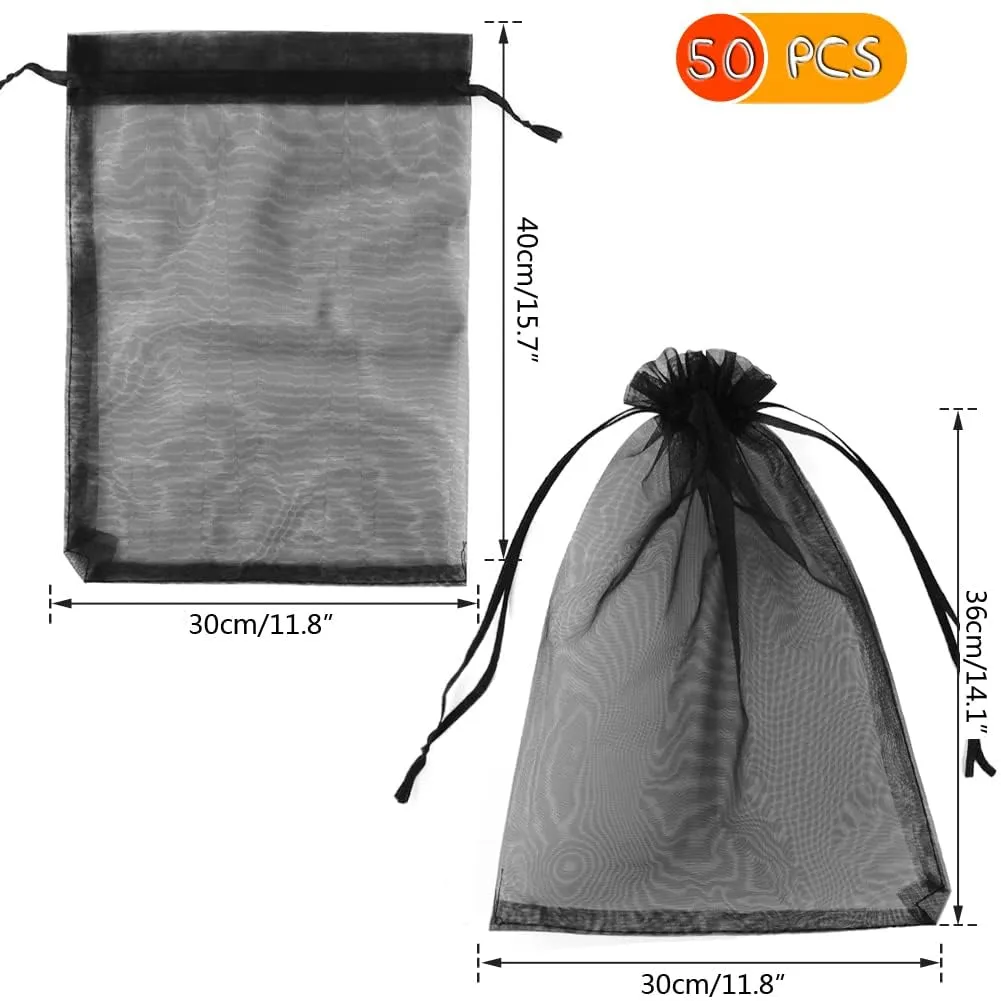 YFZYT Sacchetti in Organza 30x40cm, 50 Pezzi, Nero - immagine 2